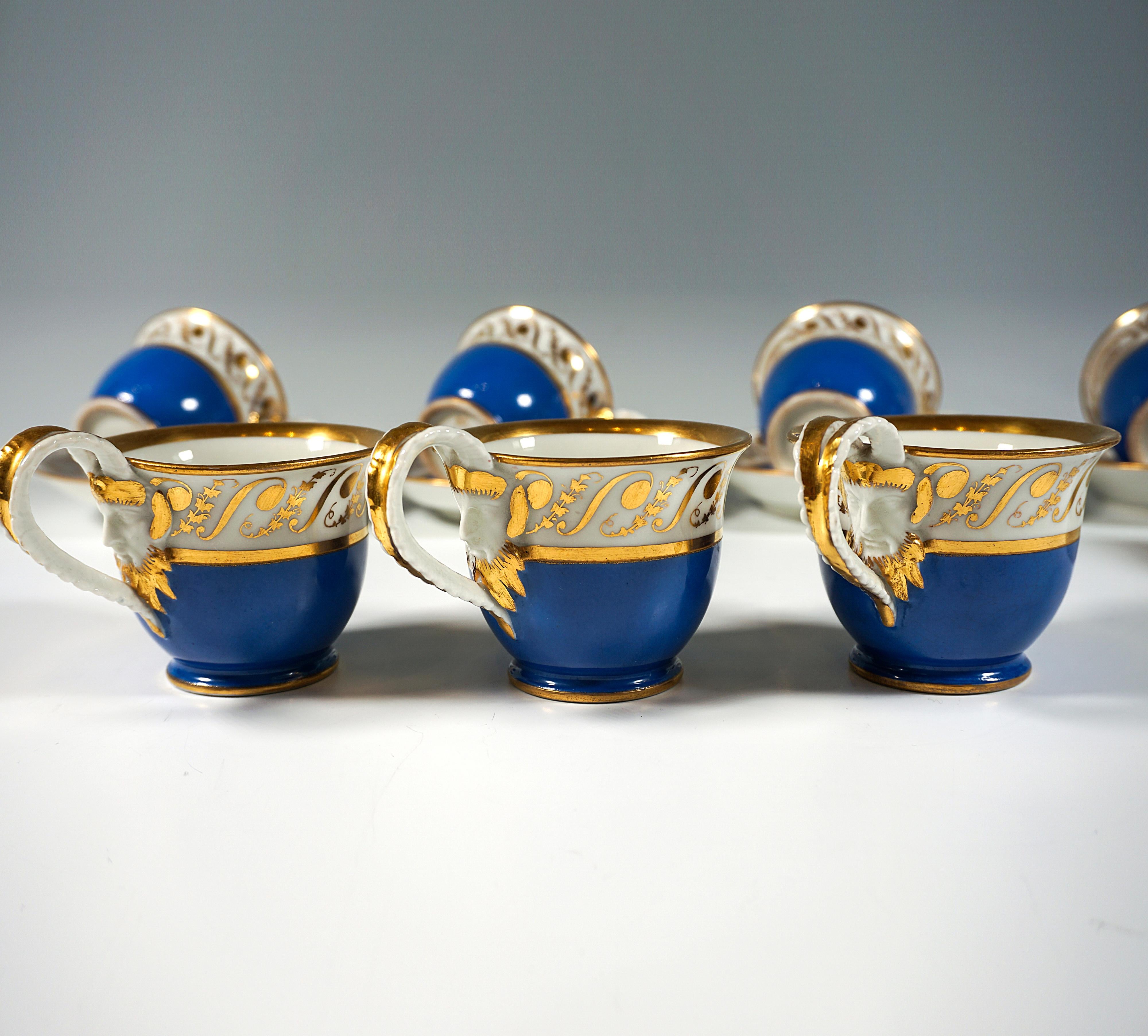 Vienna Imperial Porcelain Coffee Service, 8 People, Prussian Blue & Gold, 1825 For Sale 1