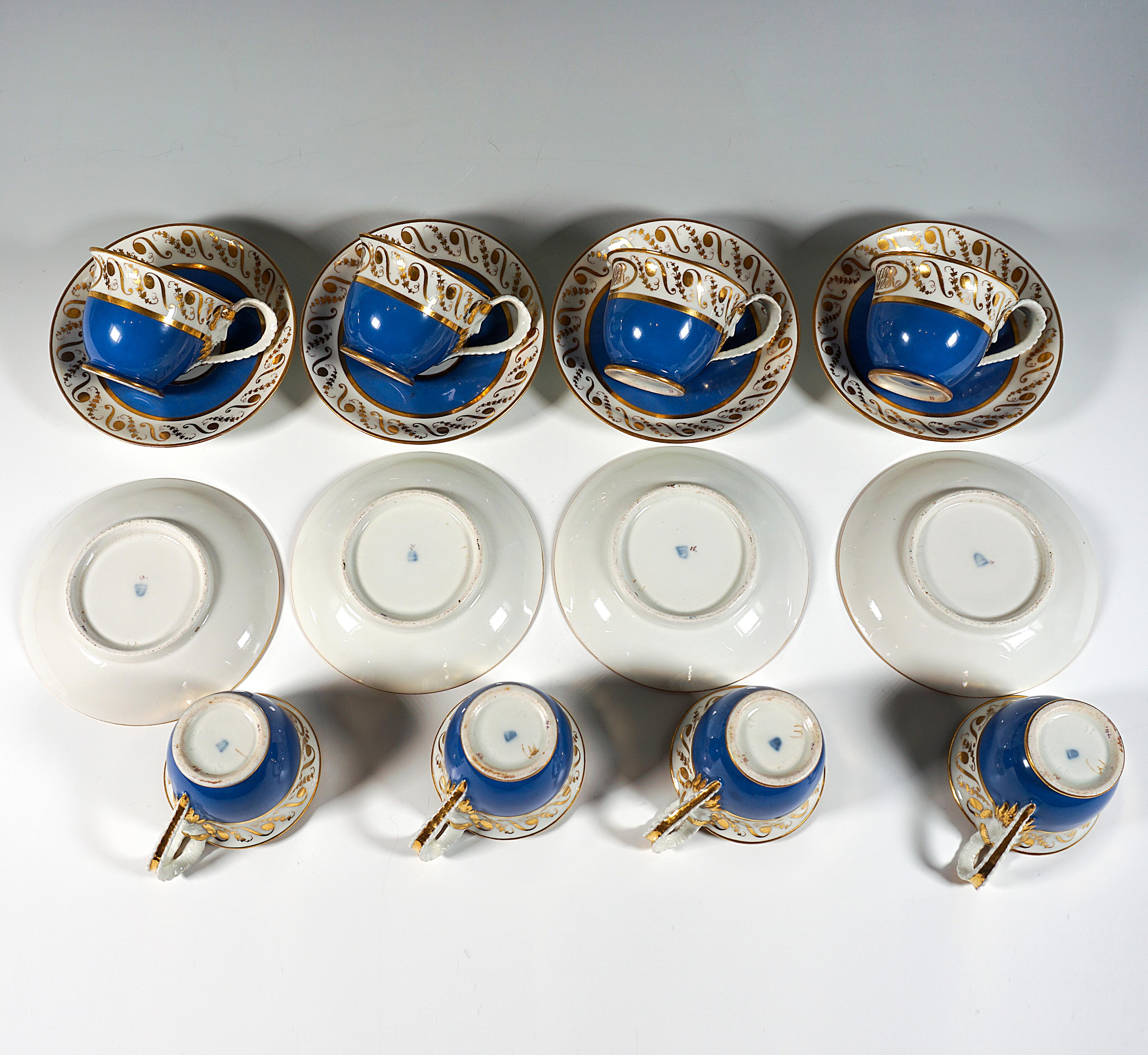 Vienna Imperial Porcelain Coffee Service, 8 People, Prussian Blue & Gold, 1825 For Sale 2