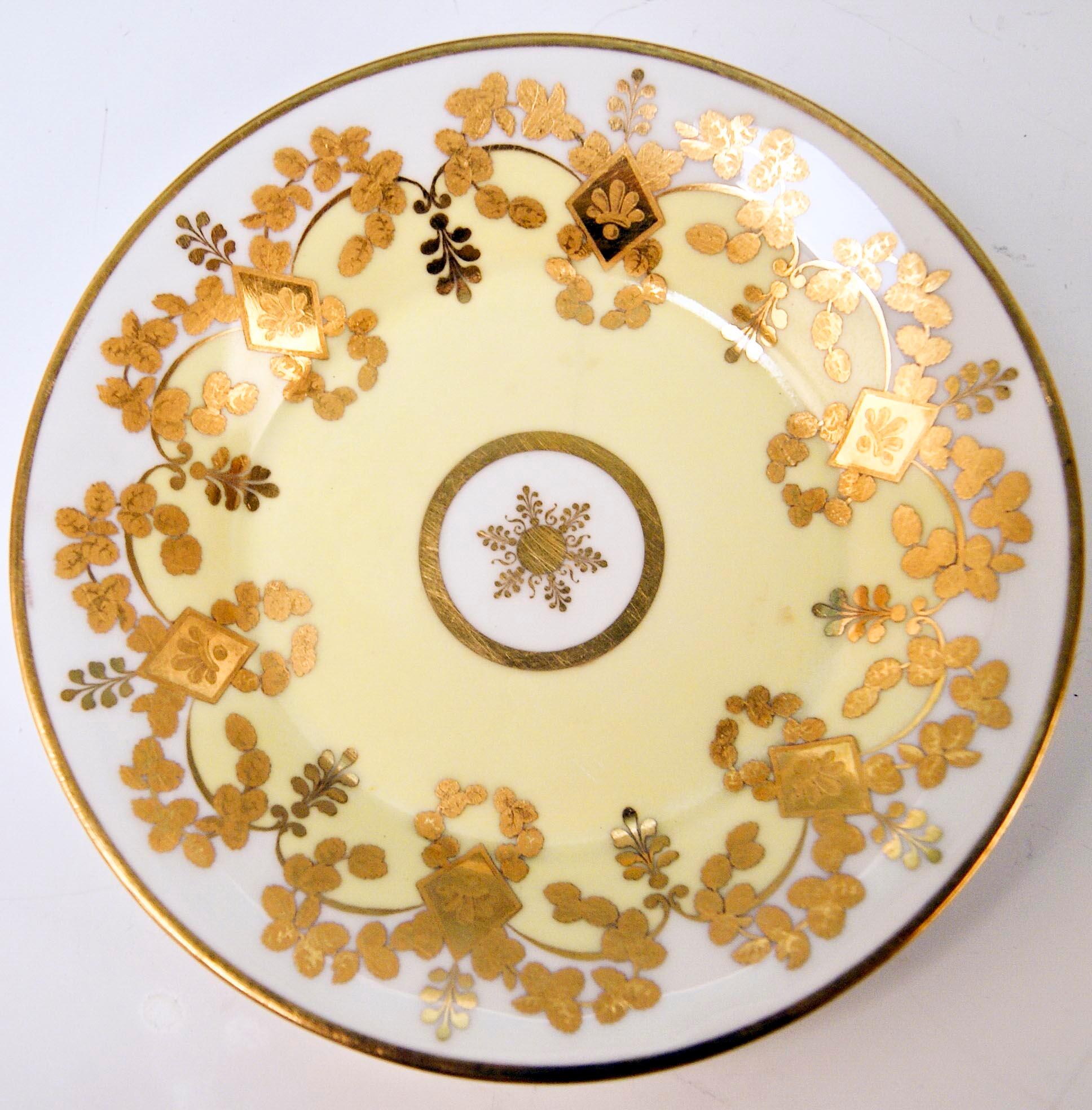 Austrian Vienna Imperial Porcelain Cup Saucer Gold Viennese Veduta Hoher Markt, 1815