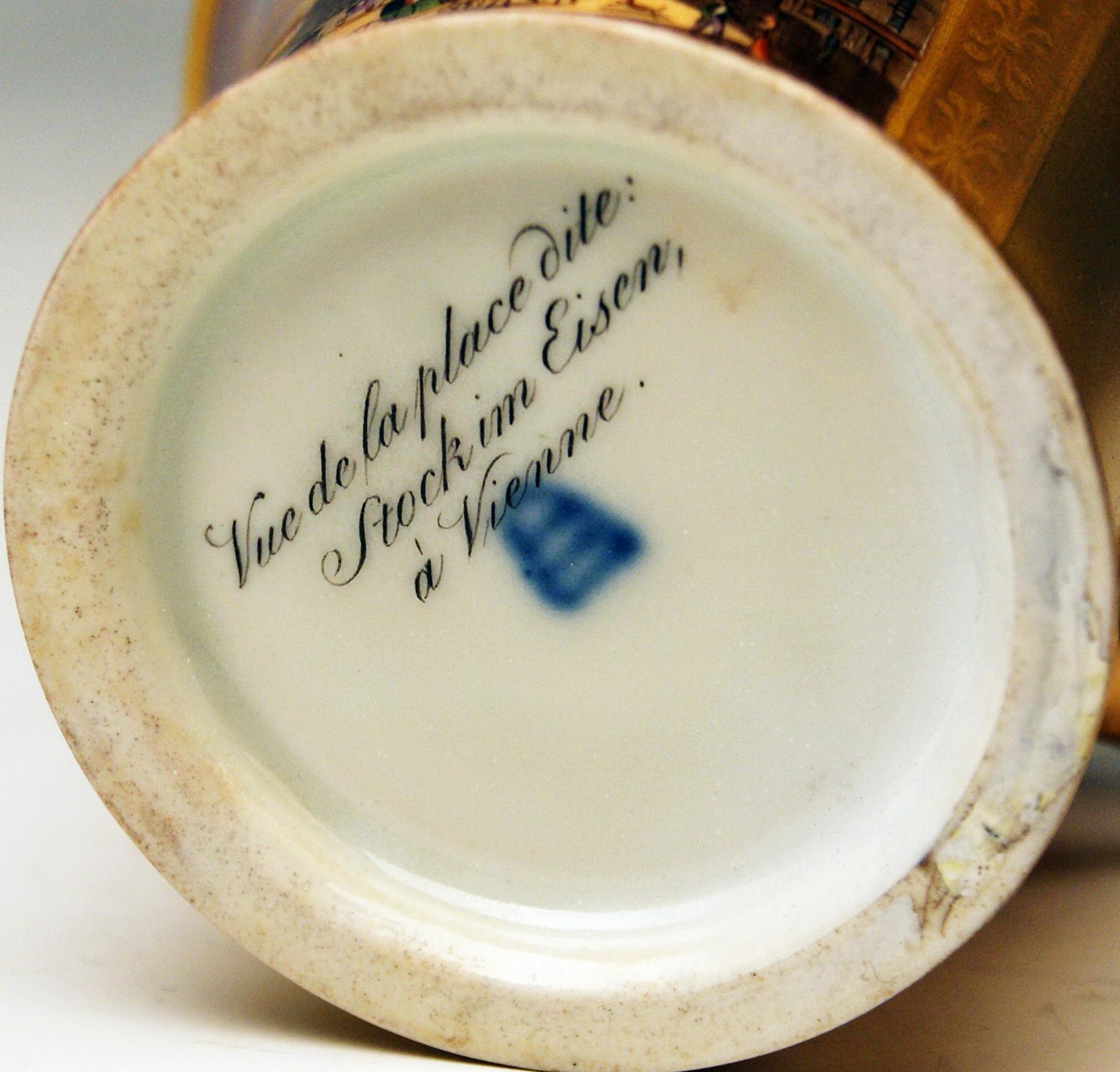 Vienna Imperial Porcelain Cup Saucer Painted Viennese Veduta Golden Shaded 1822 4