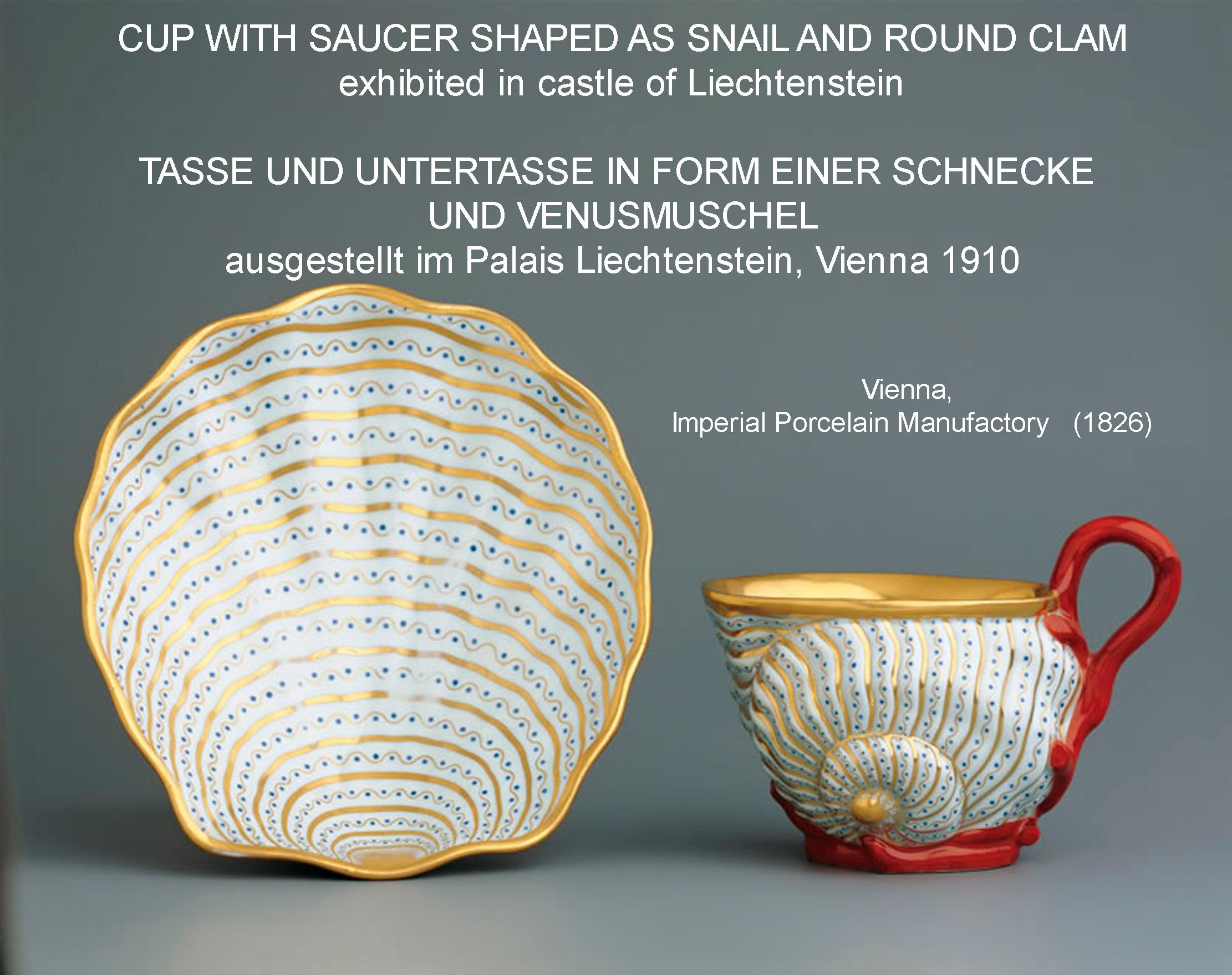 Vienna Imperial Porcelain Cup Saucer Shaped as Snail and Round Clam, 1826 4