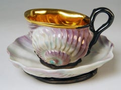 Vienna Imperial Porcelain Cup Saucer Shaped as Snail and Round Clam, 1826