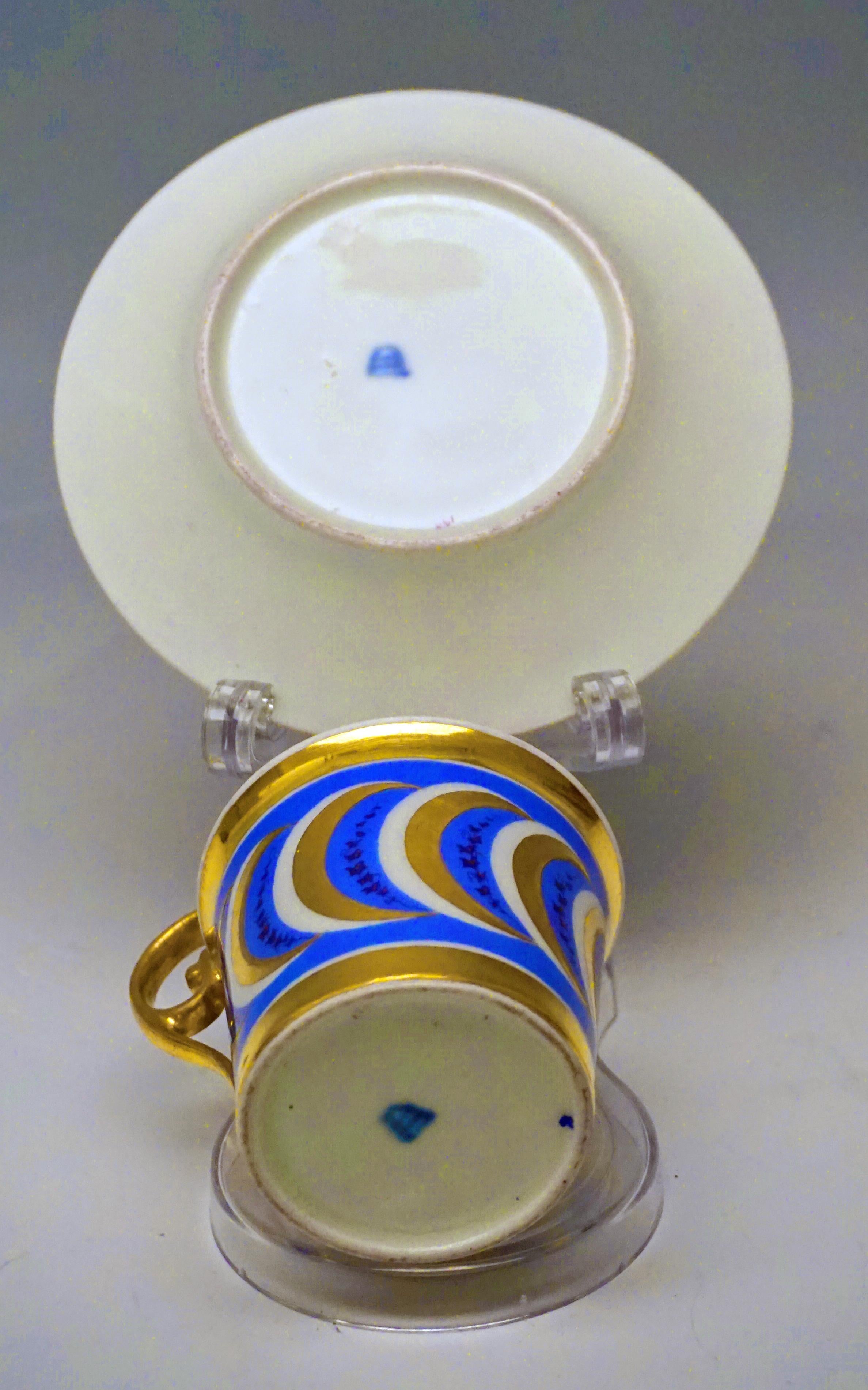 Early 19th Century Vienna Imperial Porcelain Cup with Saucer Gold and Blue Hand Painted, 1827