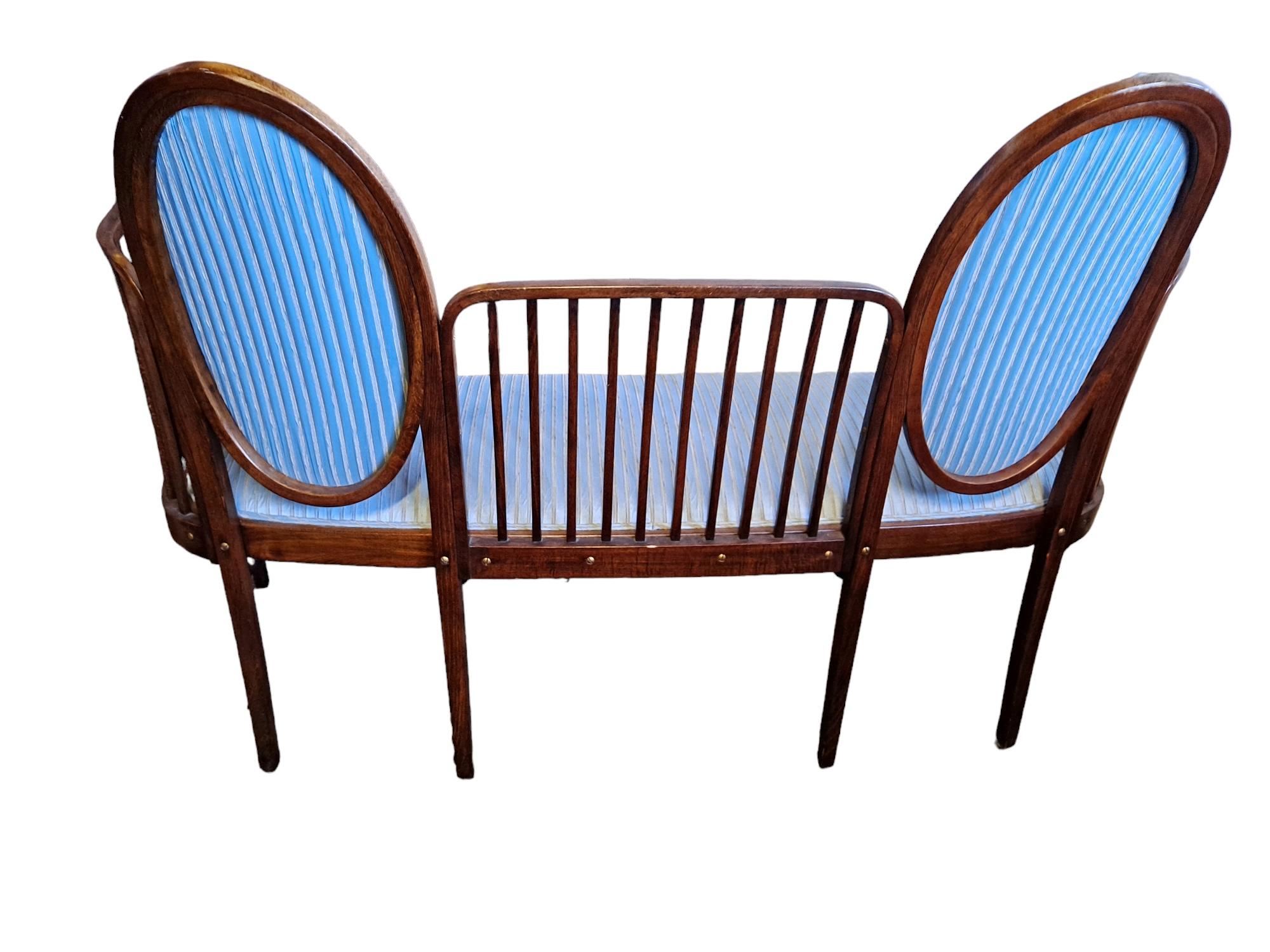 Early 20th Century Vienna J&J Kohn by Gustav Siegel Secession Bench Settee No 415 For Sale