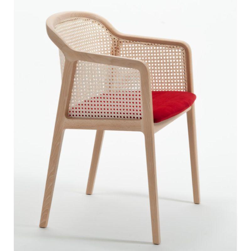 Modern Vienna Little Armchair, Beech Wood, Red Velvet by Colé Italia