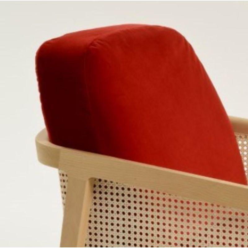 Modern Vienna Lounge Armchair Beech Red Velvet by Colé Italia For Sale