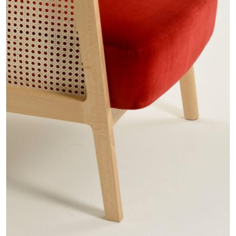 Vienna Lounge Armchair Beech Red Velvet by Colé Italia In New Condition For Sale In Geneve, CH