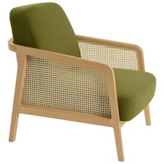 Vienna Lounge Armchair by Colé, Beechwood, Blue Cushions Contemporary Design