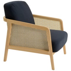 Vienna Lounge Armchair by Colé, Beechwood, Blue Cushions Contemporary Design