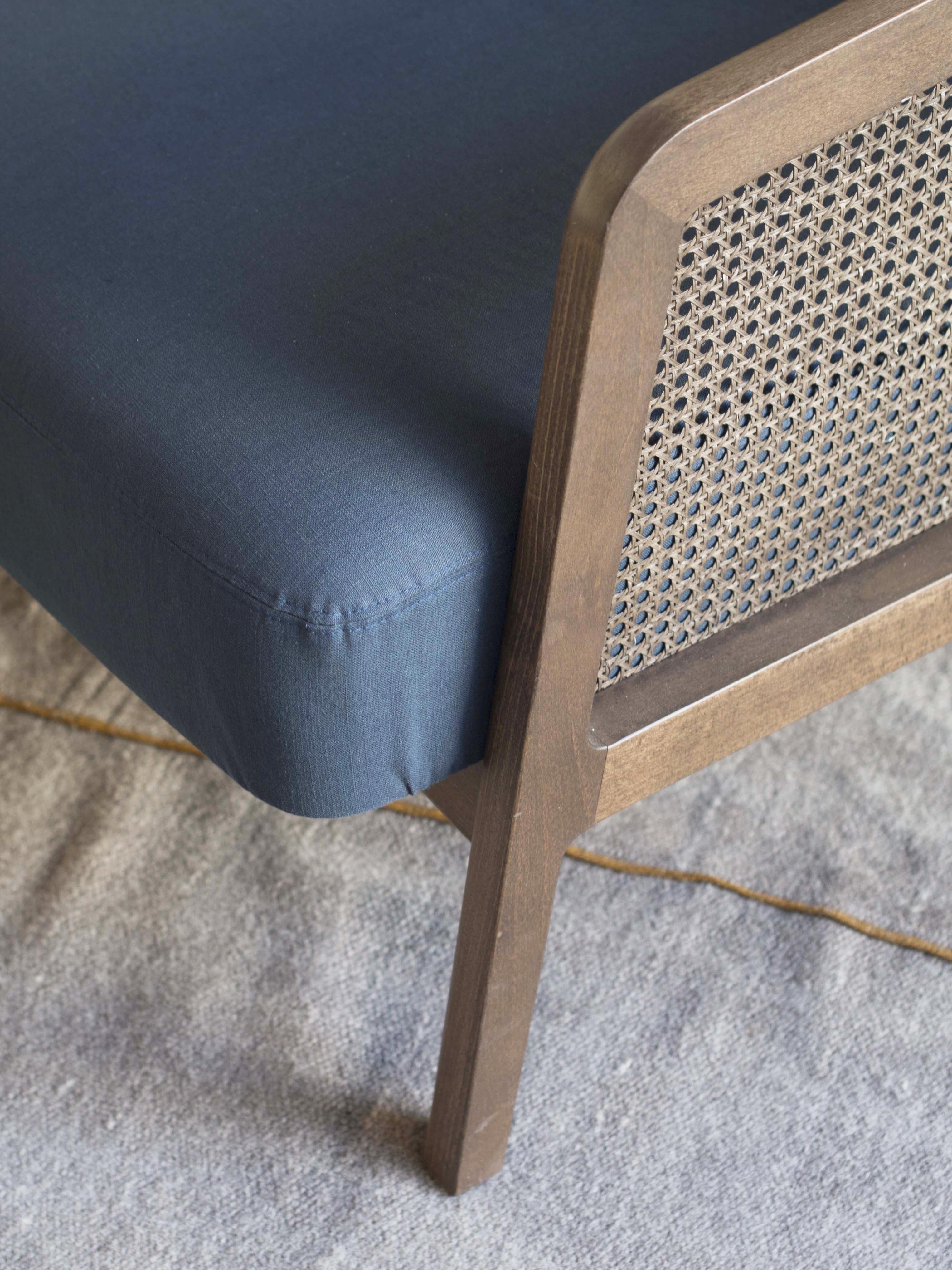 Vienna Lounge Armchair by Colé, Beechwood, Green Cushions Minimalist Design For Sale 5