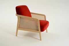 Vienna Lounge Armchair by Colé, Beechwood, Green Cushions Minimalist Design