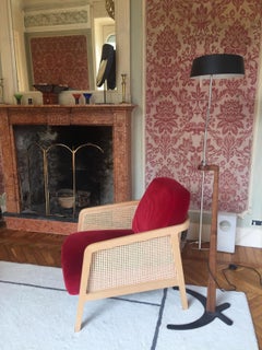 Vienna Lounge Armchair by Colé, Beechwood, Red Cushions Contemporary Design