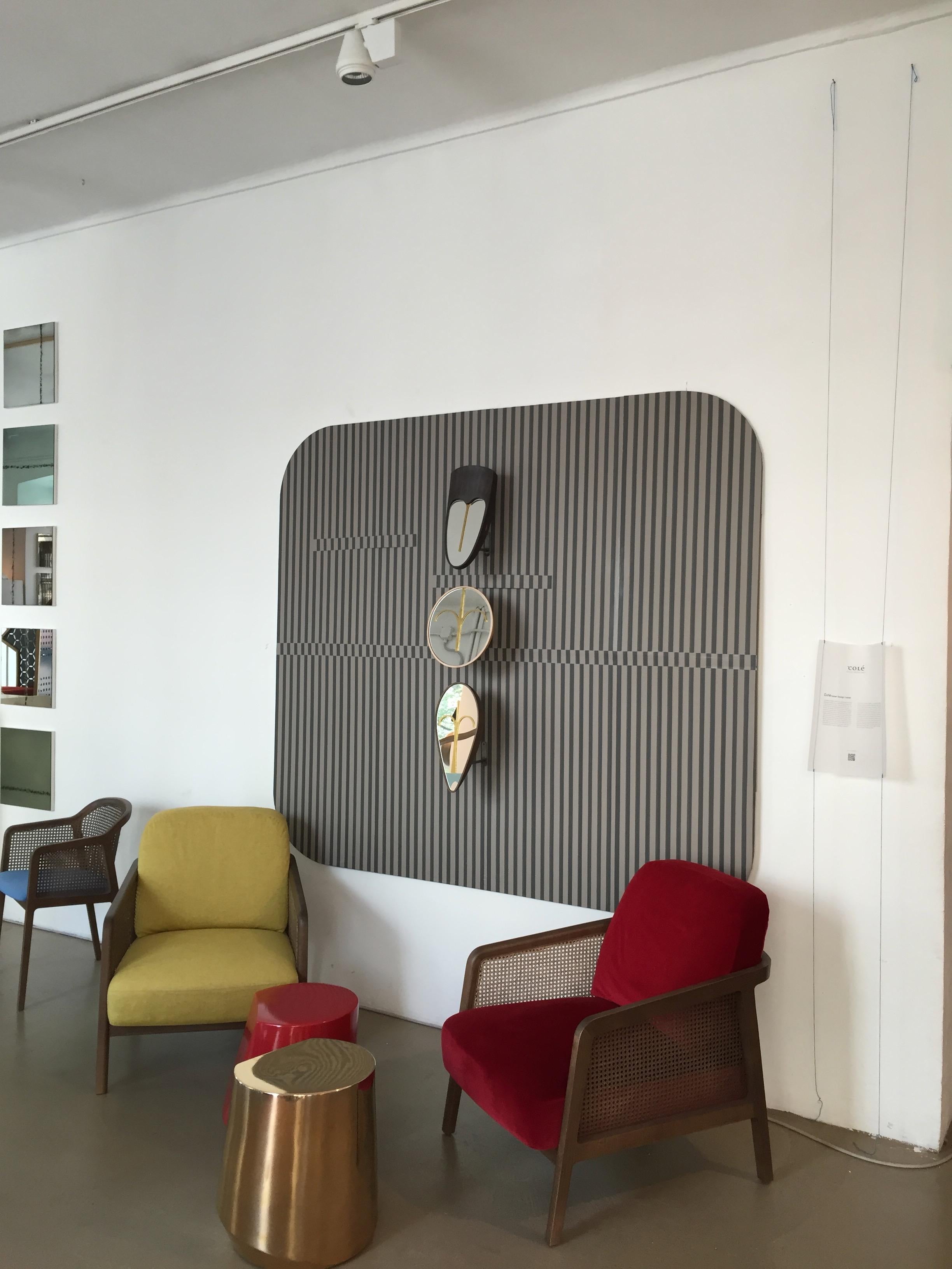 Wiener Lounge aus Canaletto-Walnussholz und Stroh, Sitz aus rotem Wollstoff, gepolstert im Angebot 1