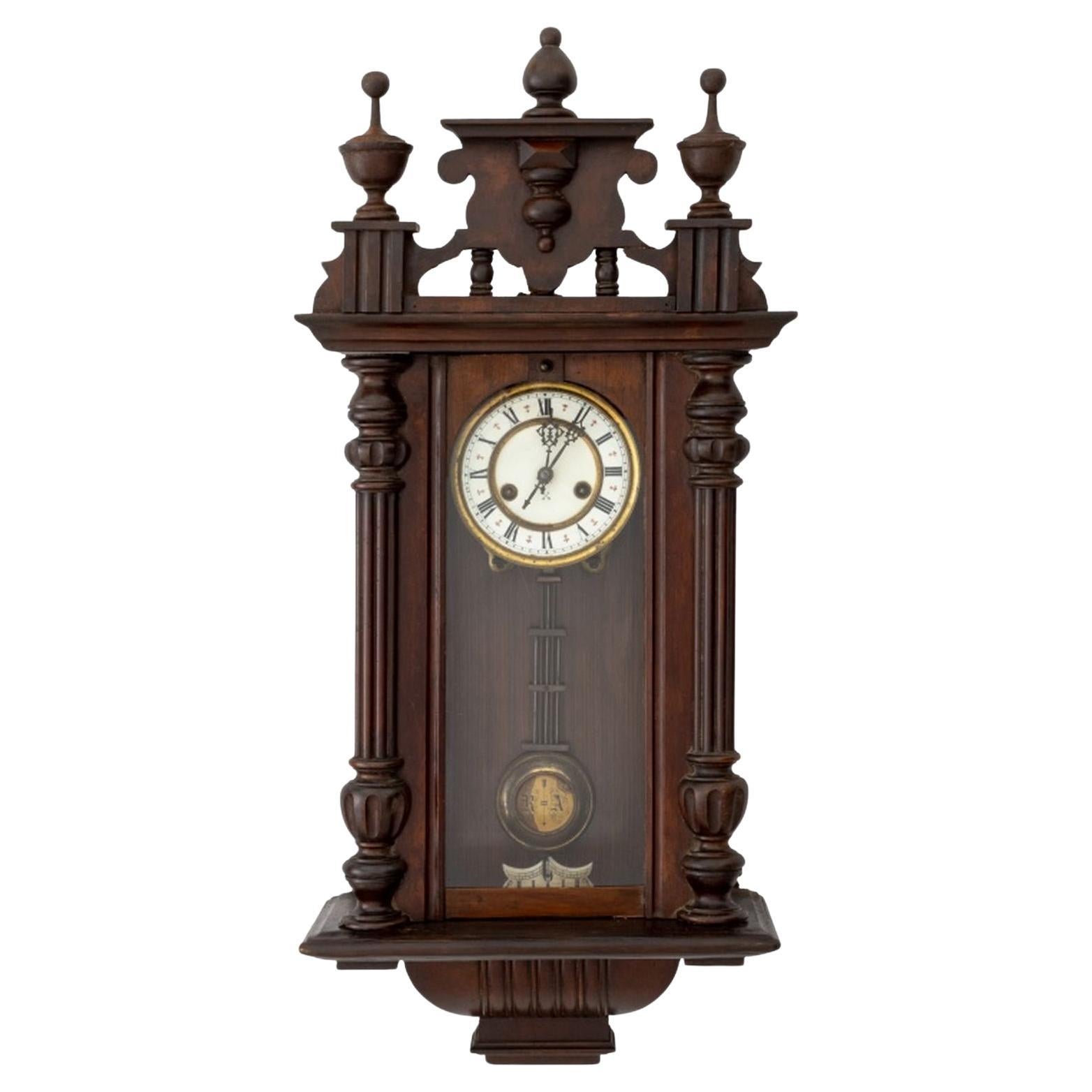 Vienna Mahogany Regulator Wall Clock, ca. 1900