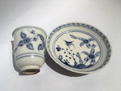 Vienna Mid-19th Century Porcelain Cup with Dish White and Blue
