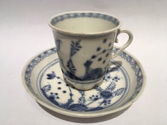 Vienna Mid-19th Century Porcelain Cup with Dish White and Blue