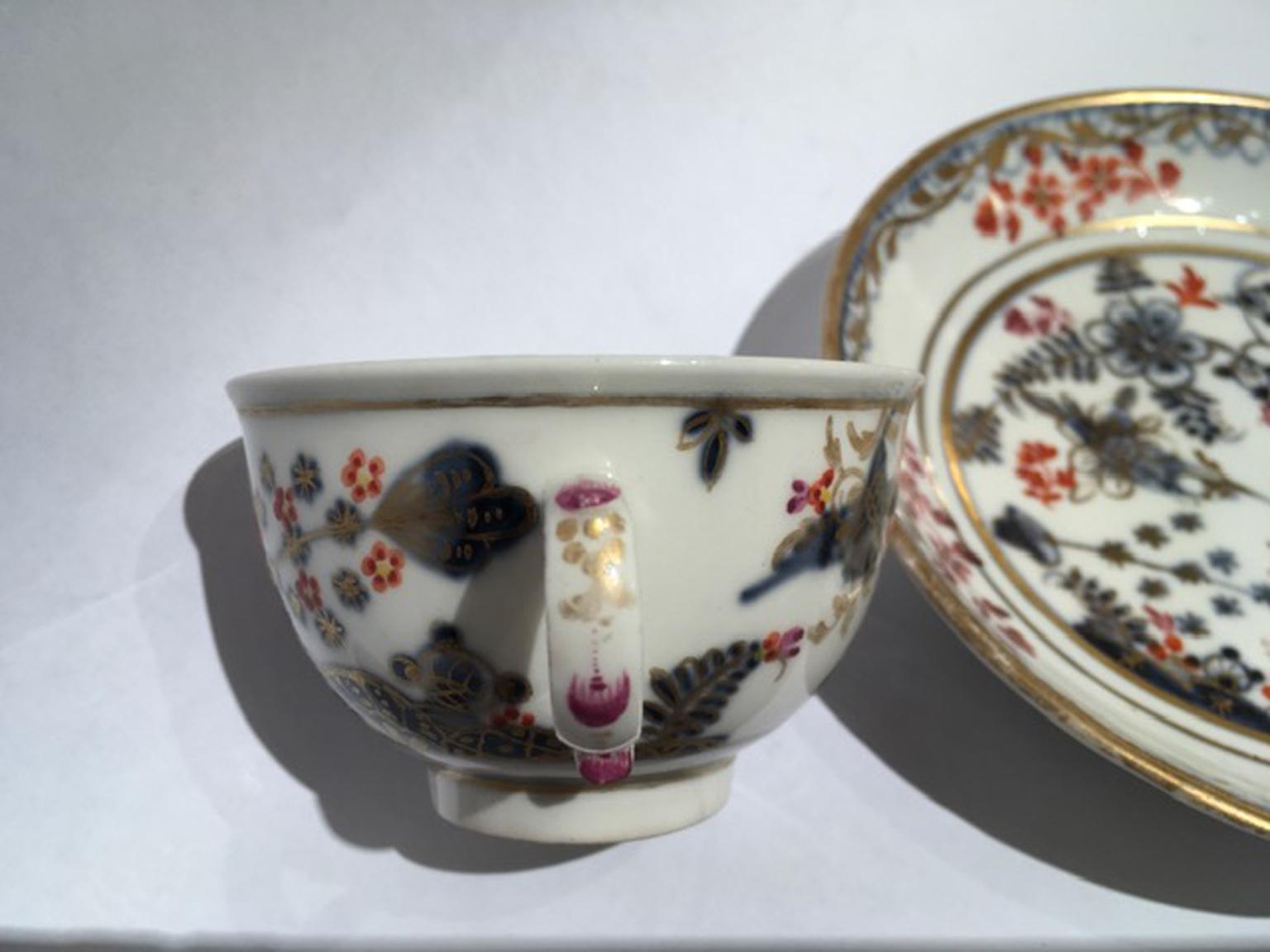 Vienna Mid-19th Century Porcelain Cup with Dish White Red Blue and Gold For Sale 4