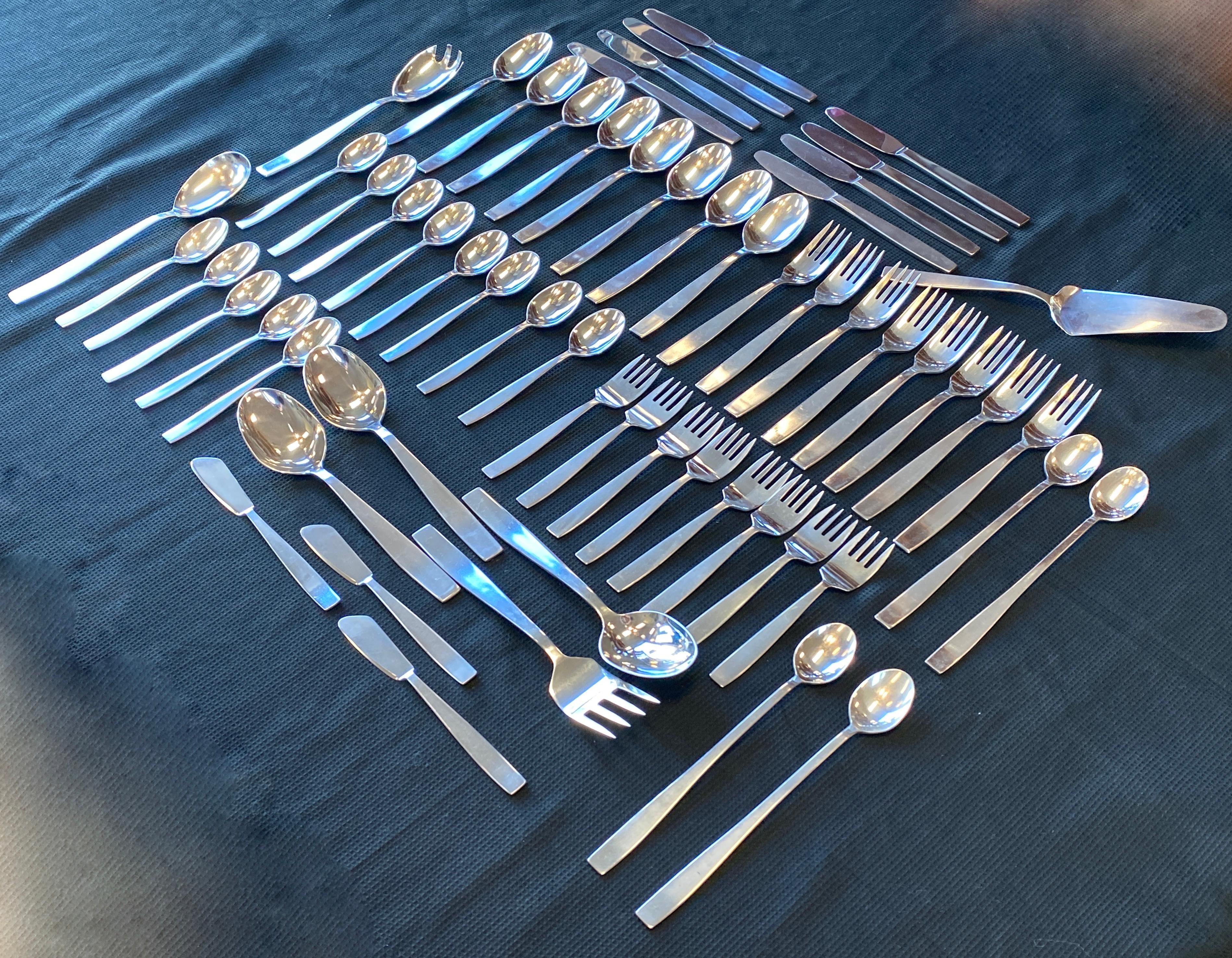 Mid-Century Modern “Vienna Modern” Flatware Design by Helmut Adler for Amboss Austria 59pc Set For Sale