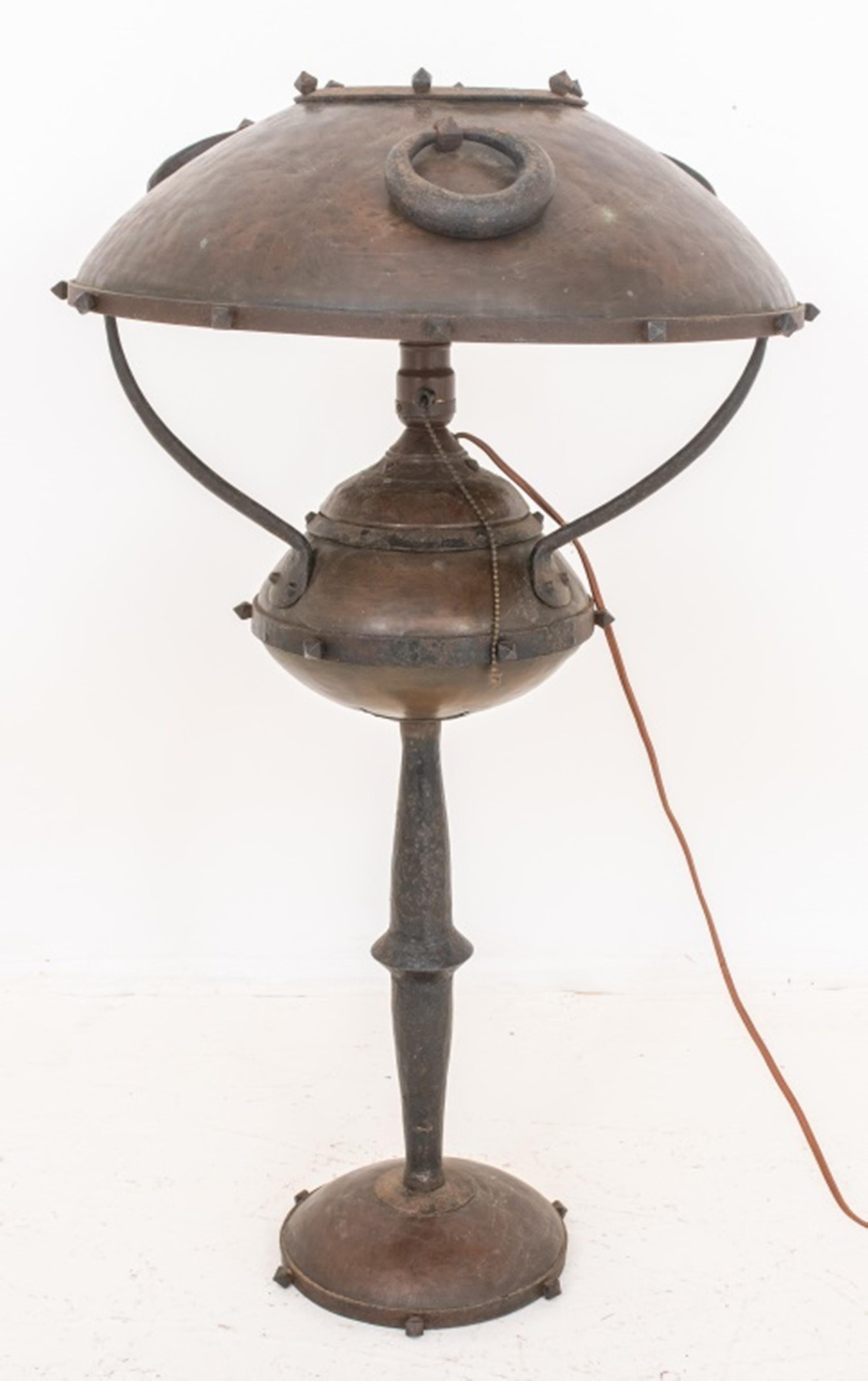 20th Century Vienna or Berlin Secession Copper & Bronze Lamp For Sale
