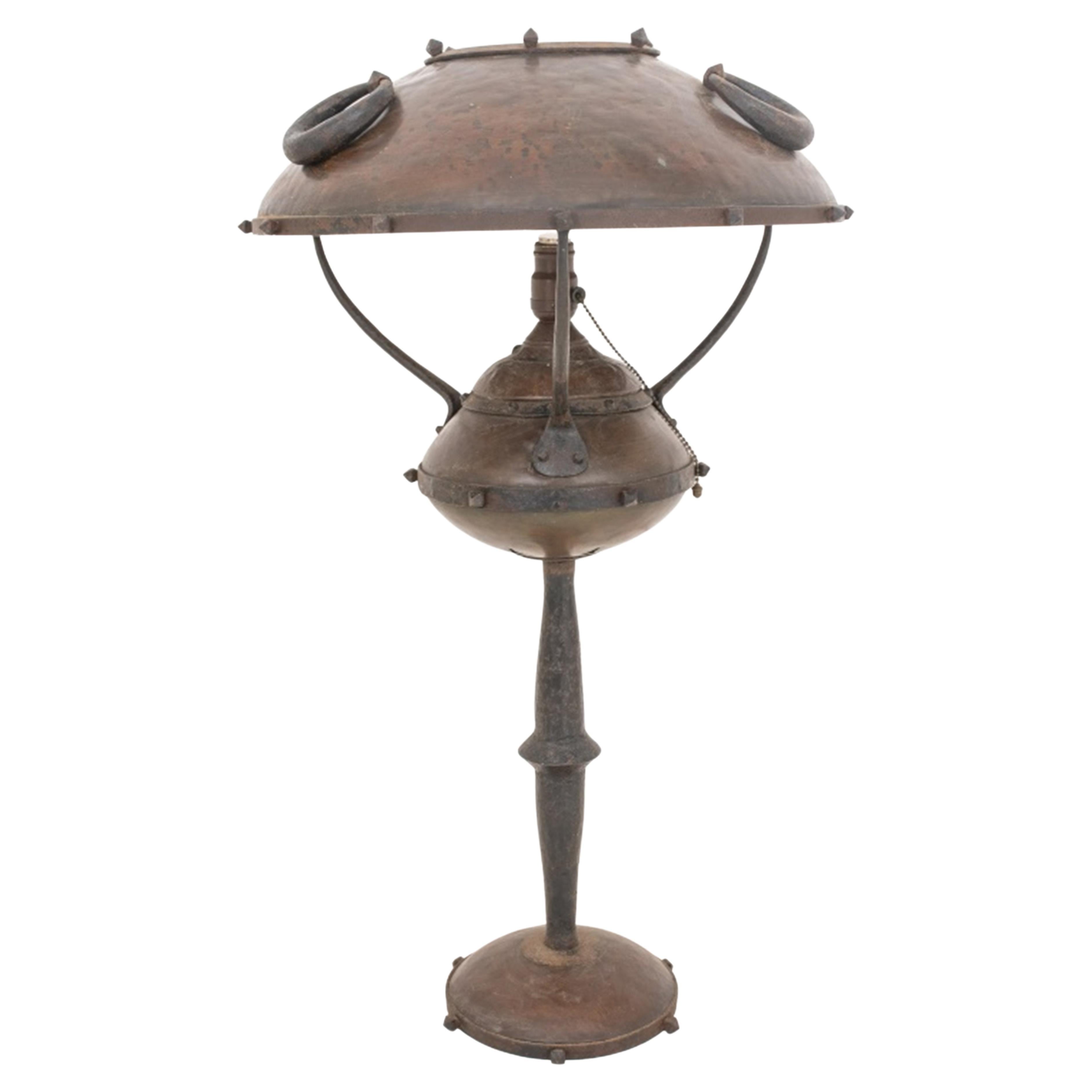 Vienna or Berlin Secession Copper & Bronze Lamp For Sale