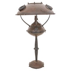Antique Vienna or Berlin Secession Copper & Bronze Lamp