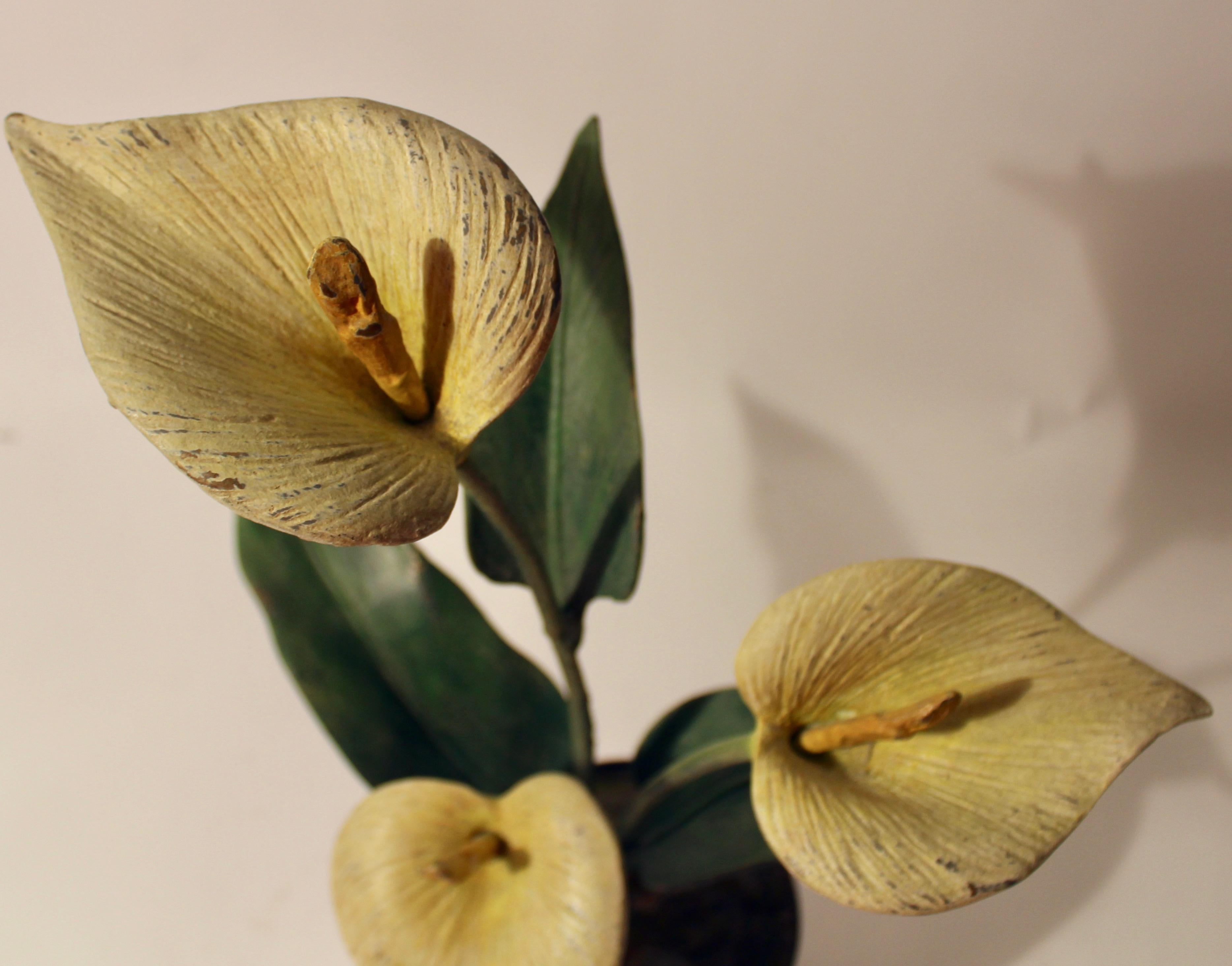 Early 20th Century Vienna Polychrome Cold Painted Bronze Potted Arum Lilly, circa 1900 For Sale