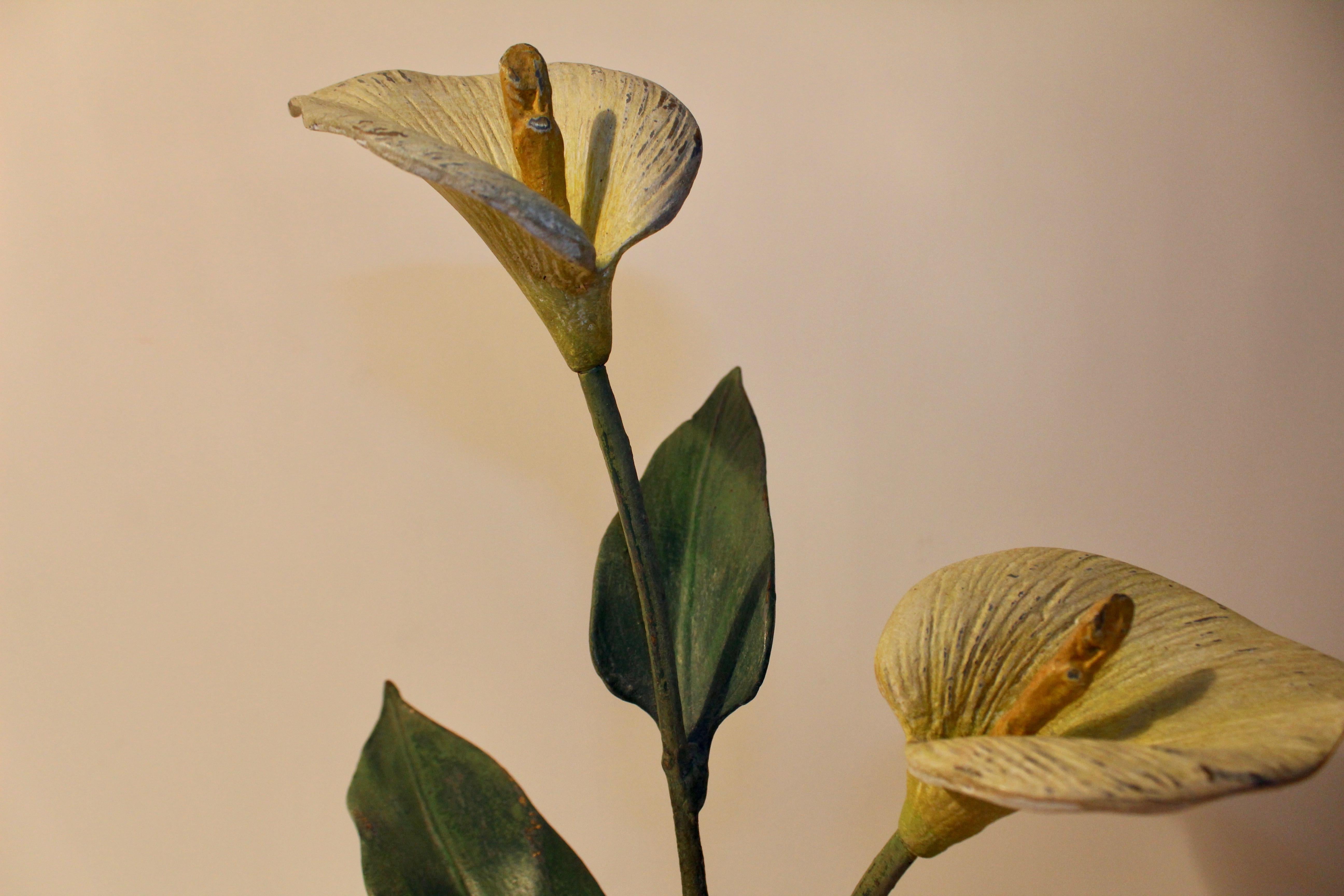 Vienna Polychrome Cold Painted Bronze Potted Arum Lilly, circa 1900 For Sale 1