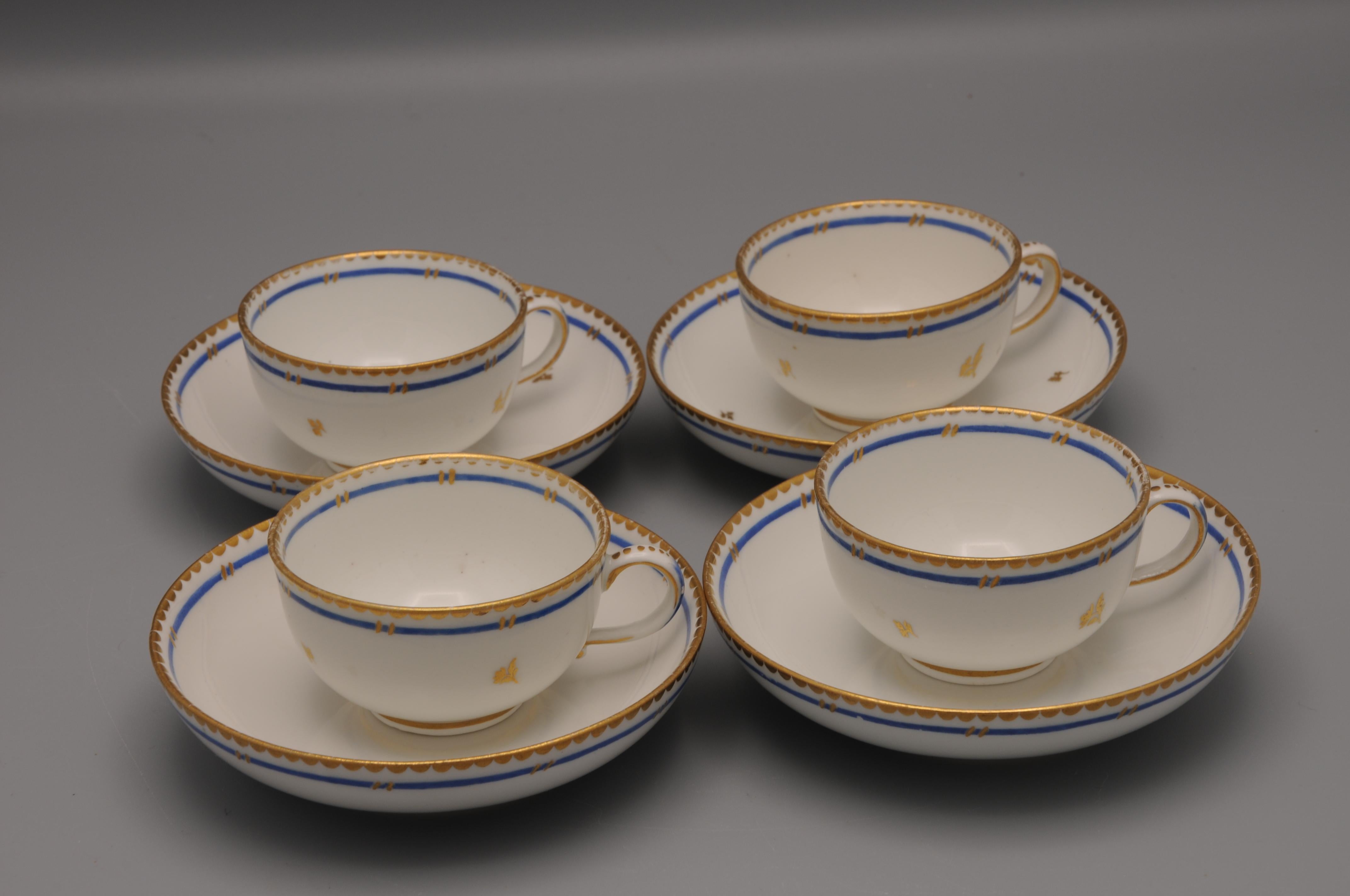 Porcelana de Viena - 4 tazas y platillos, 1781 en venta 5