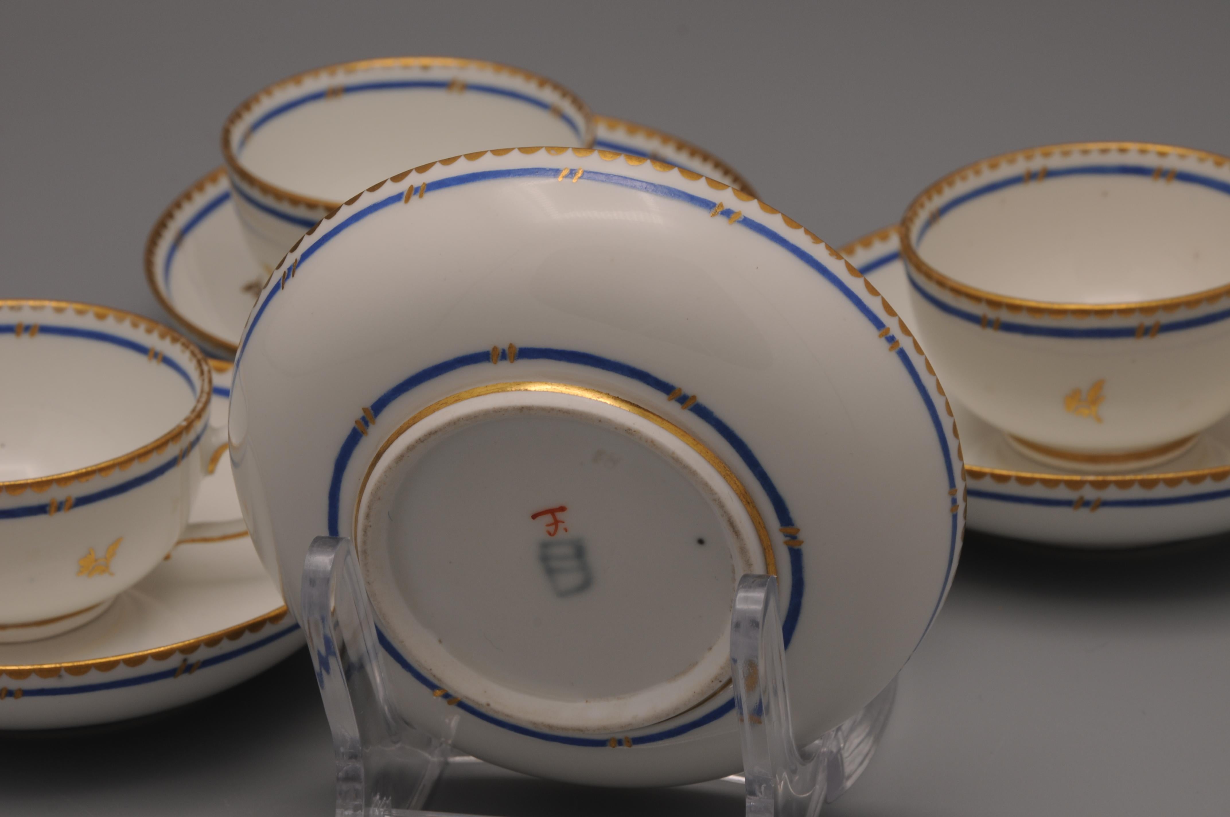 18th Century Vienna porcelain - 4 cups and saucers, 1781 For Sale