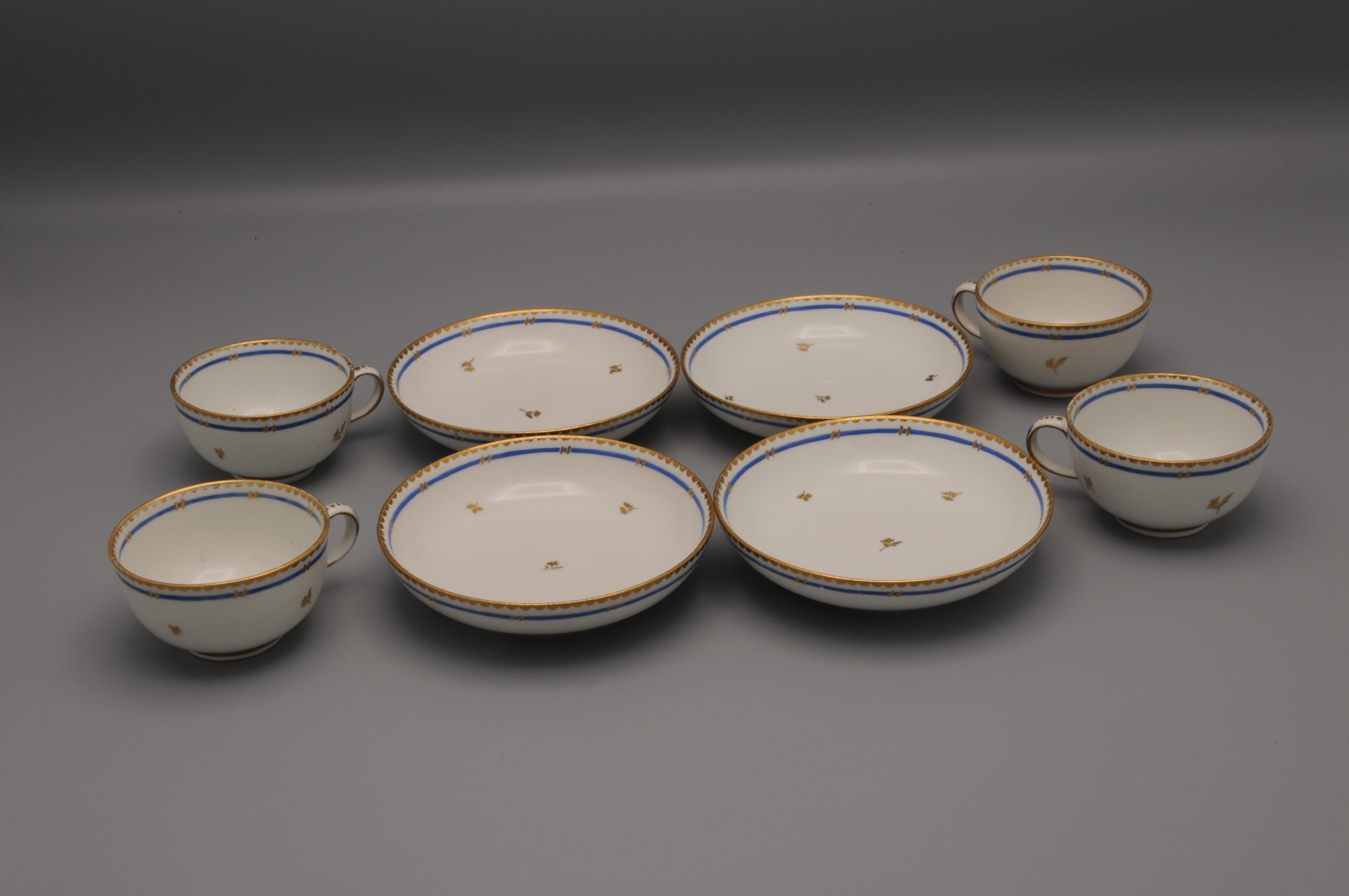 Porcelana de Viena - 4 tazas y platillos, 1781 siglo XVIII en venta