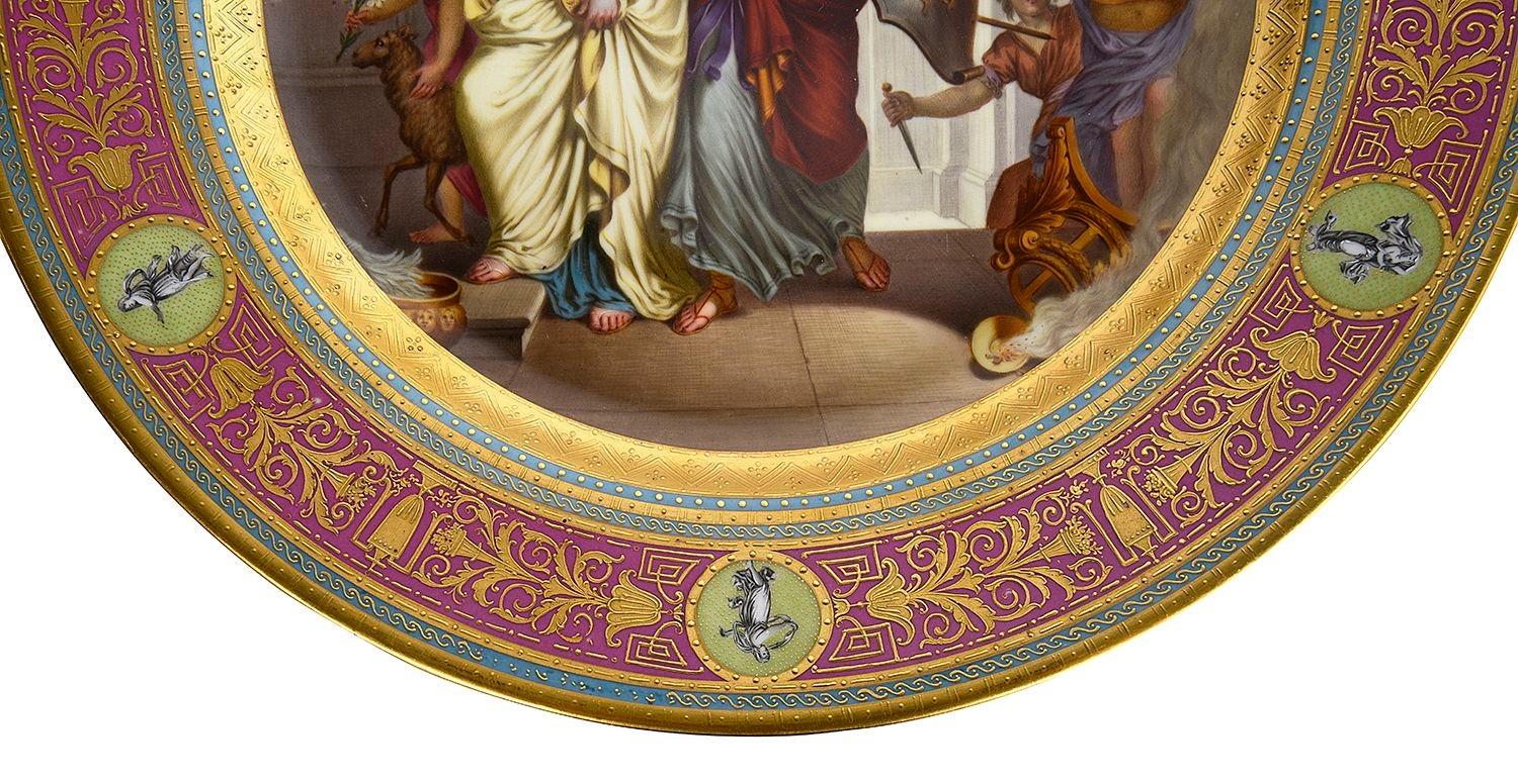 Hand-Painted Vienna porcelain charger, 1890. For Sale