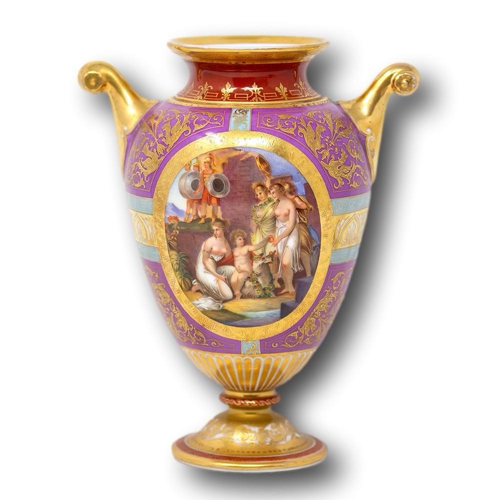 Classical Roman Vienna Porcelain Classical Vase For Sale