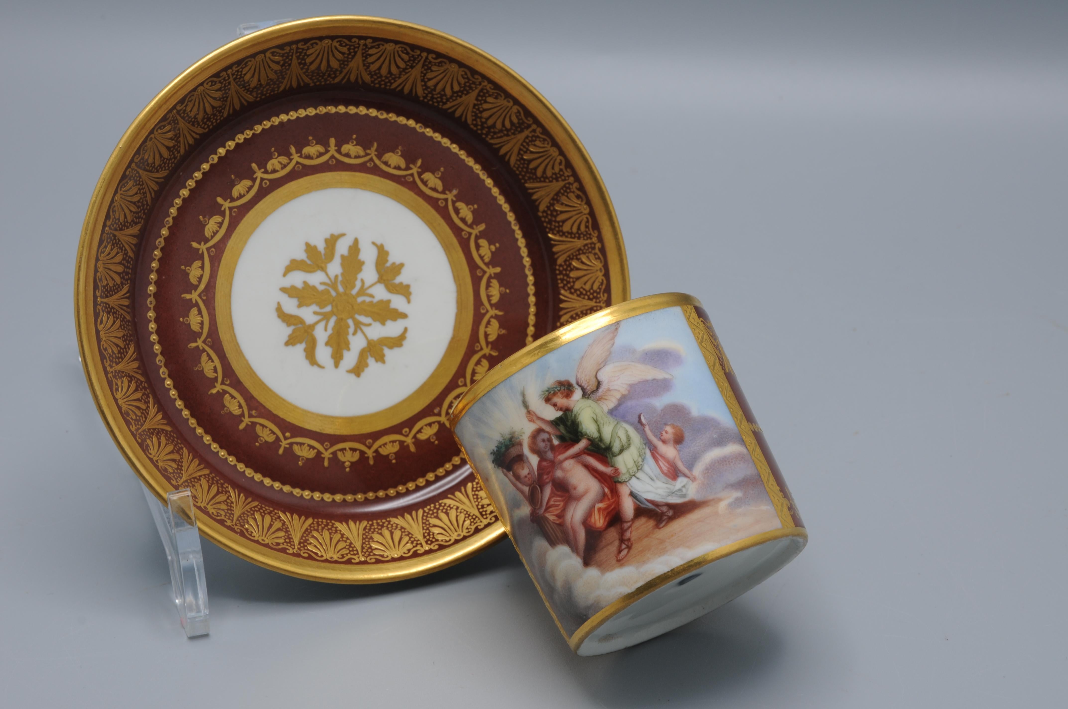 Vienna porcelain - Cup and Saucer, early 19th century For Sale 5