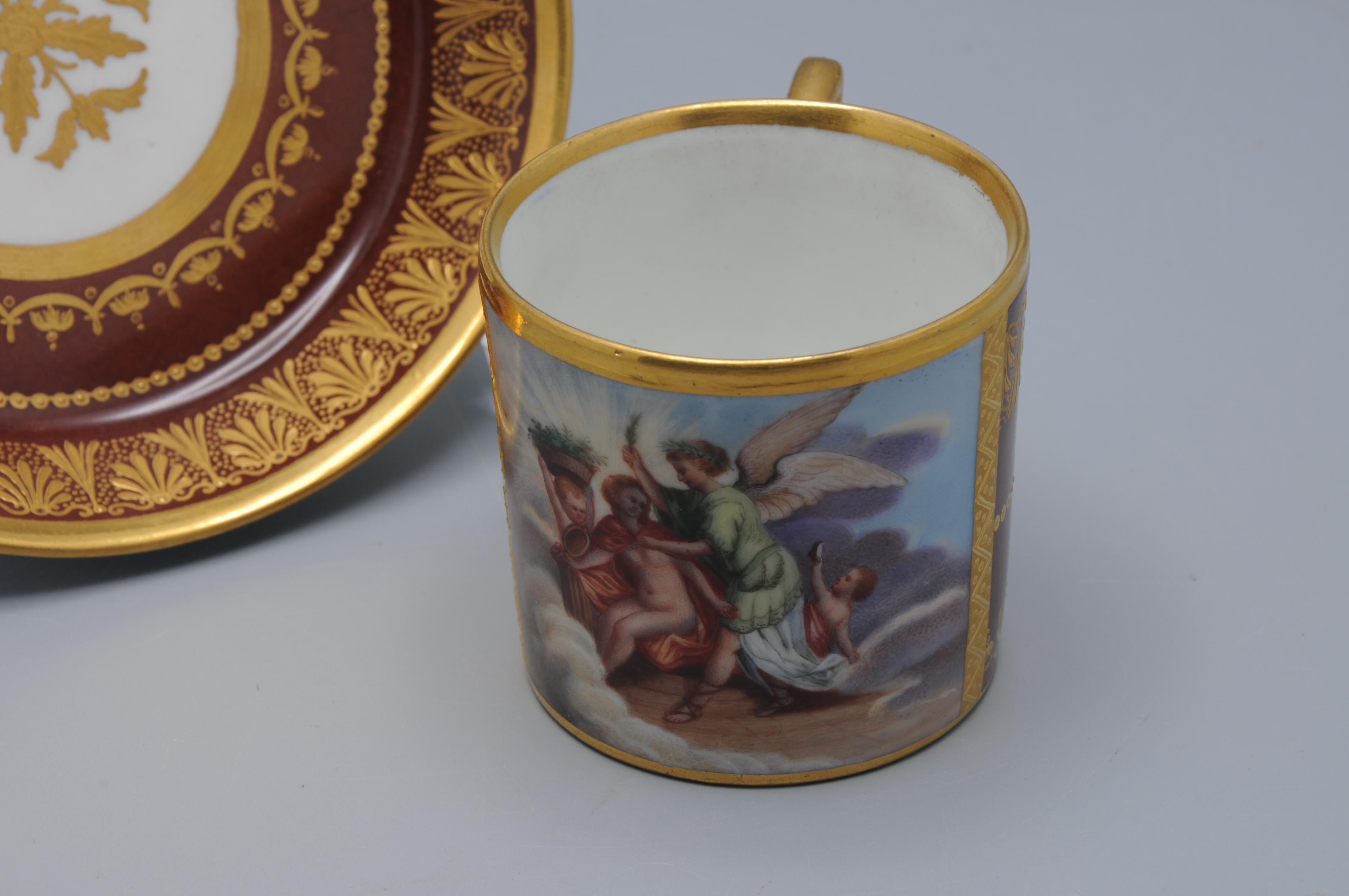 Vienna porcelain - Cup and Saucer, early 19th century For Sale 7