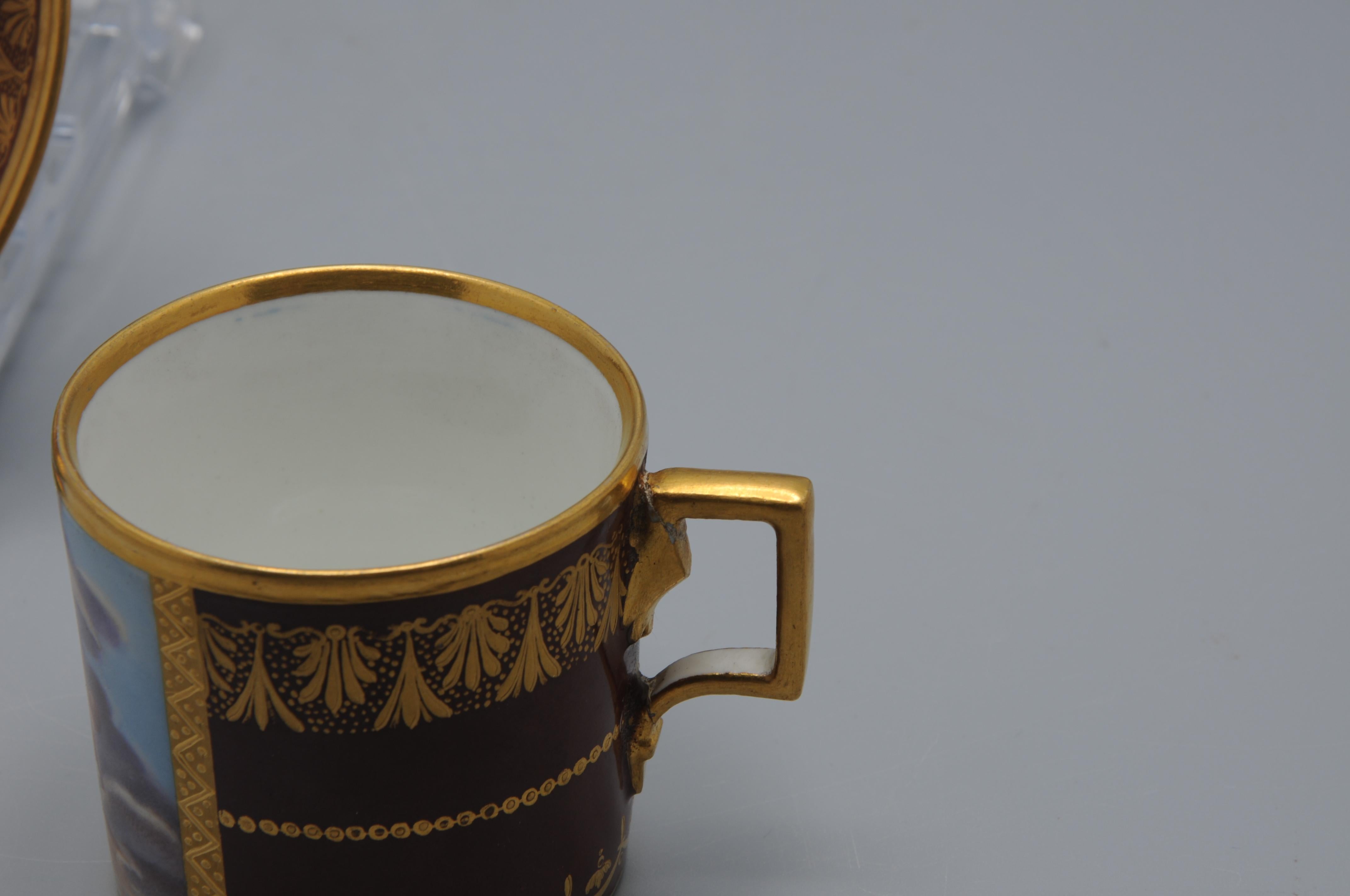 Vienna porcelain - Cup and Saucer, early 19th century For Sale 8
