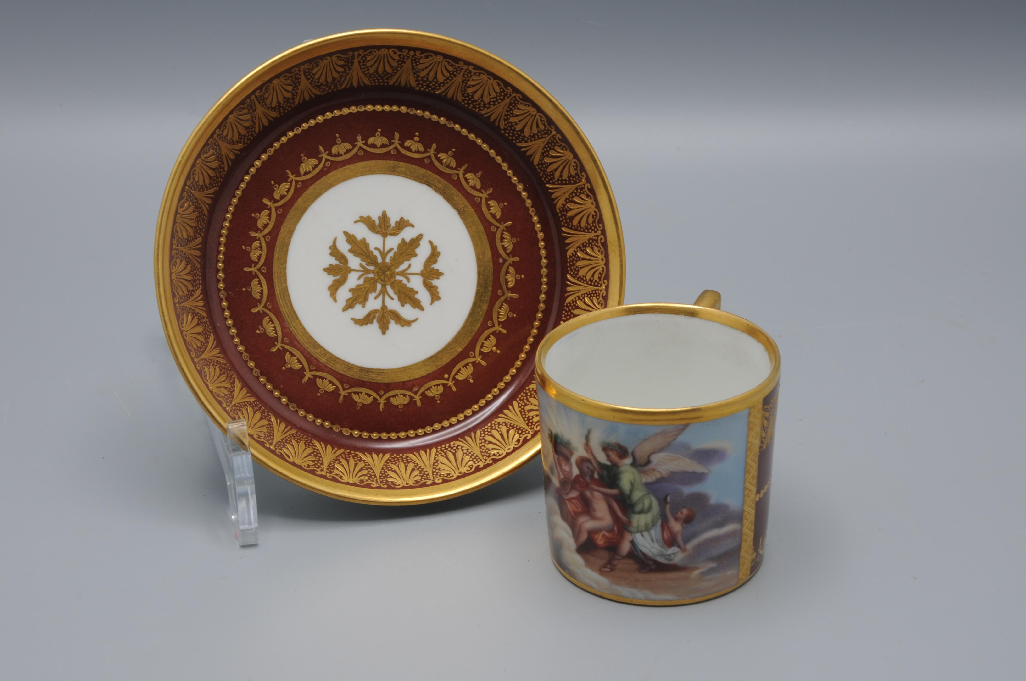 Vienna porcelain - Cup and Saucer, early 19th century In Good Condition For Sale In DELFT, NL