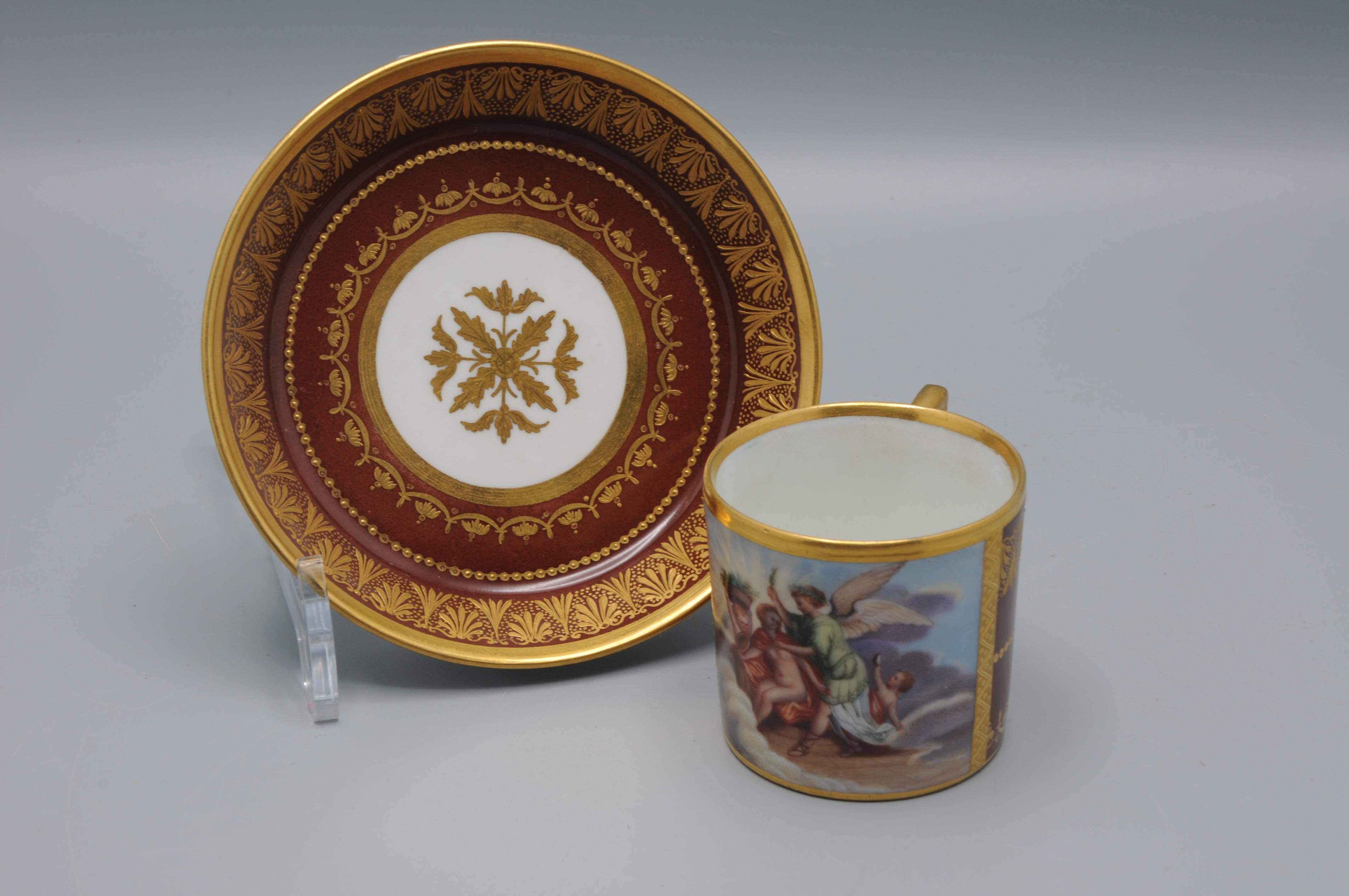 19th Century Vienna porcelain - Cup and Saucer, early 19th century For Sale