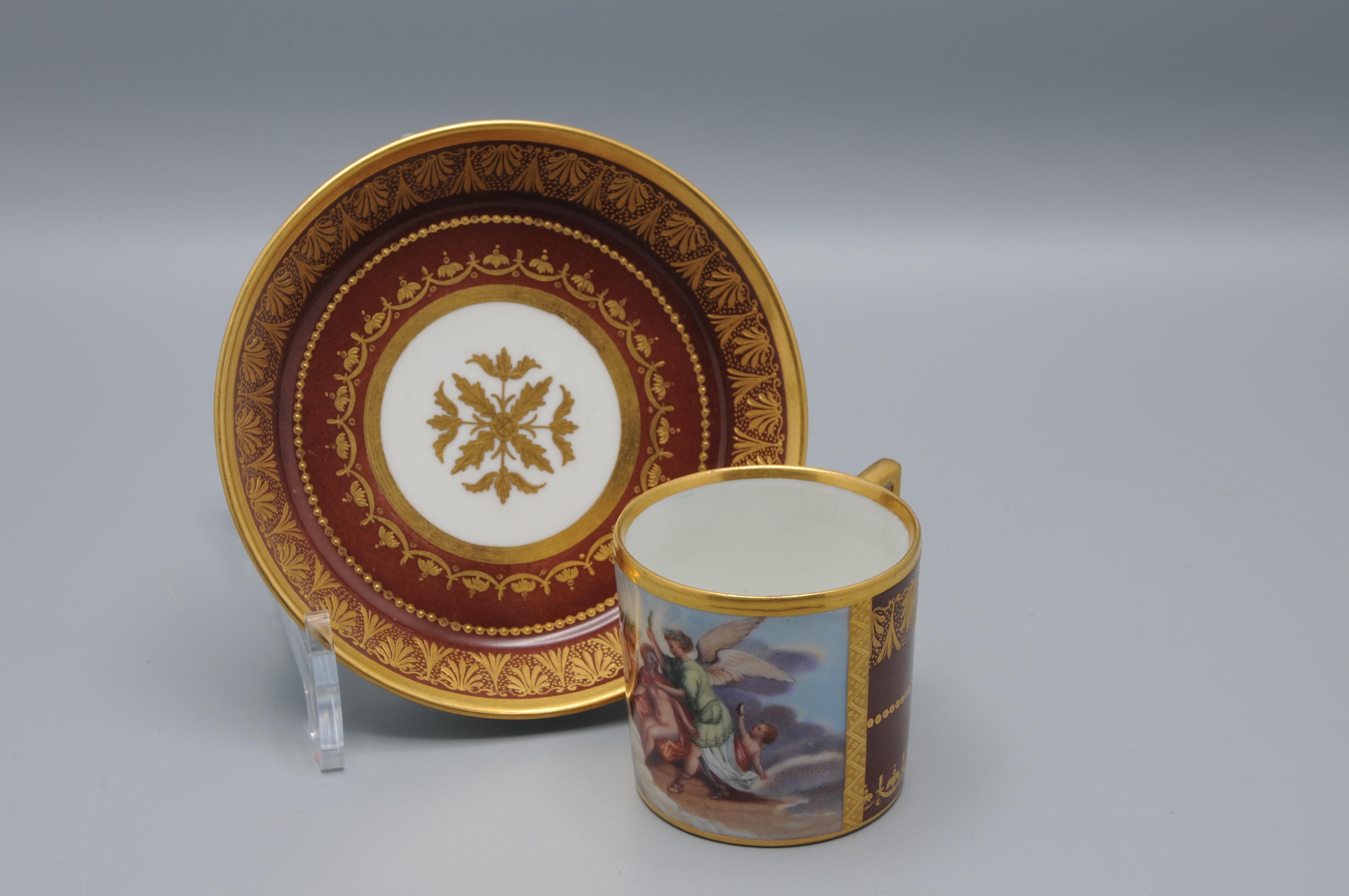 Vienna porcelain - Cup and Saucer, early 19th century For Sale 1