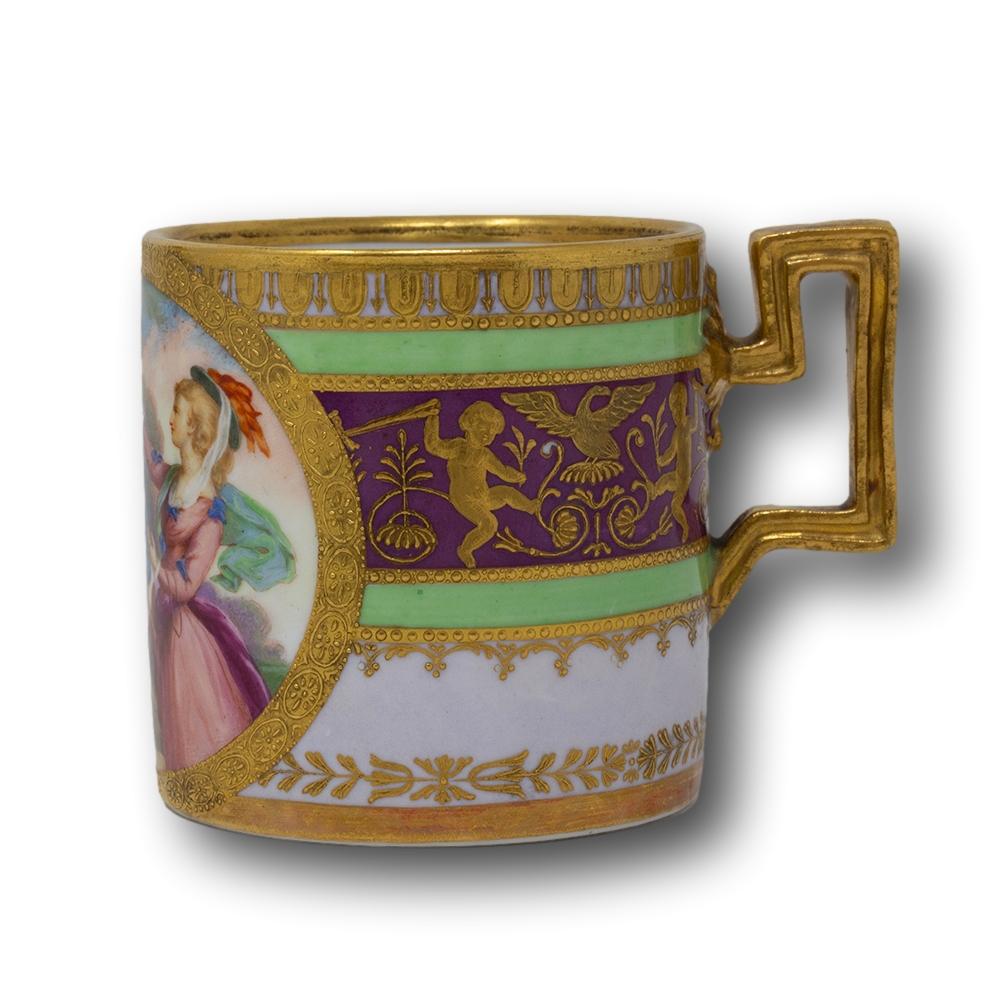 Hand-Crafted Vienna Porcelain Cup and Saucer For Sale