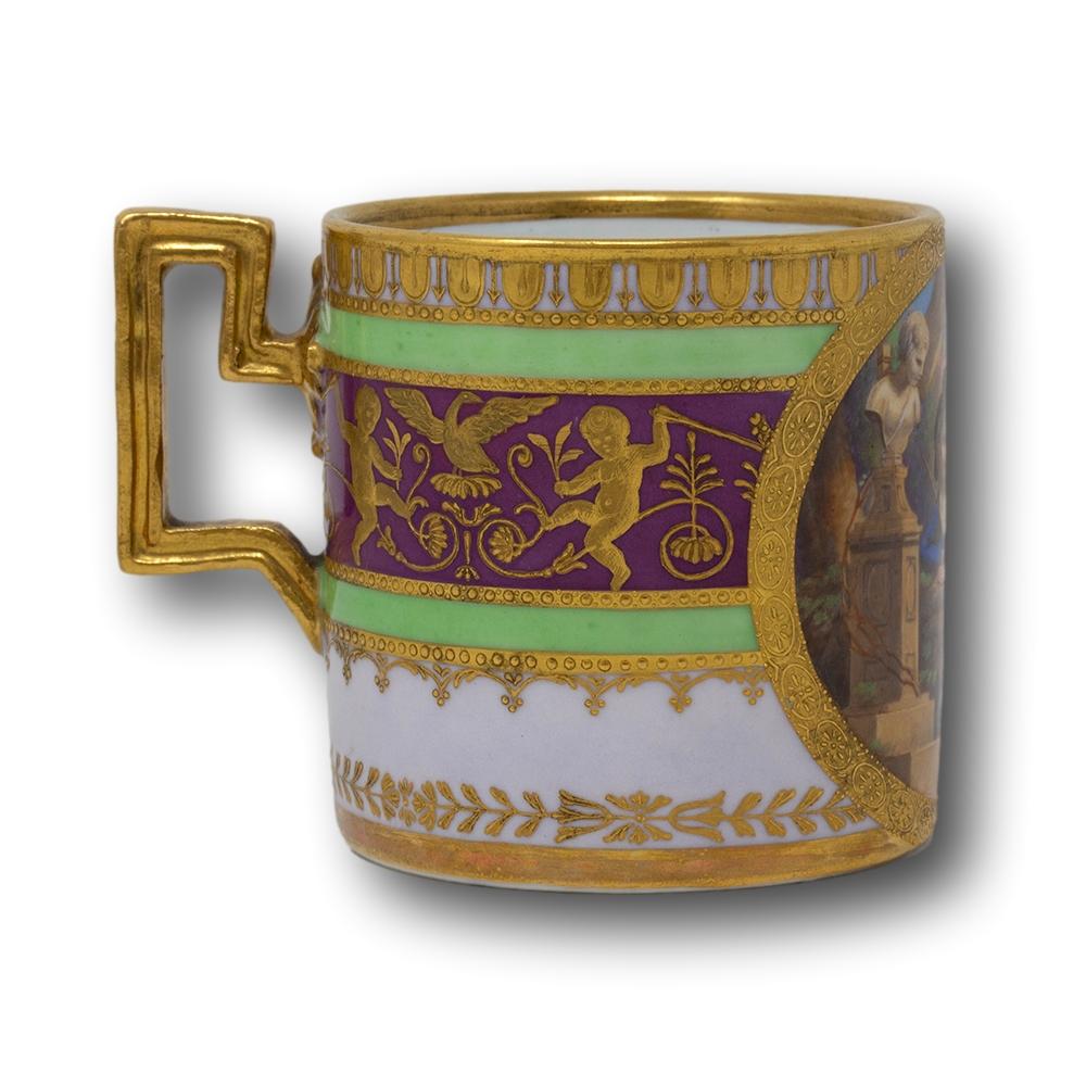 19th Century Vienna Porcelain Cup and Saucer For Sale