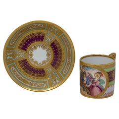 Taza y Plato de Porcelana de Viena