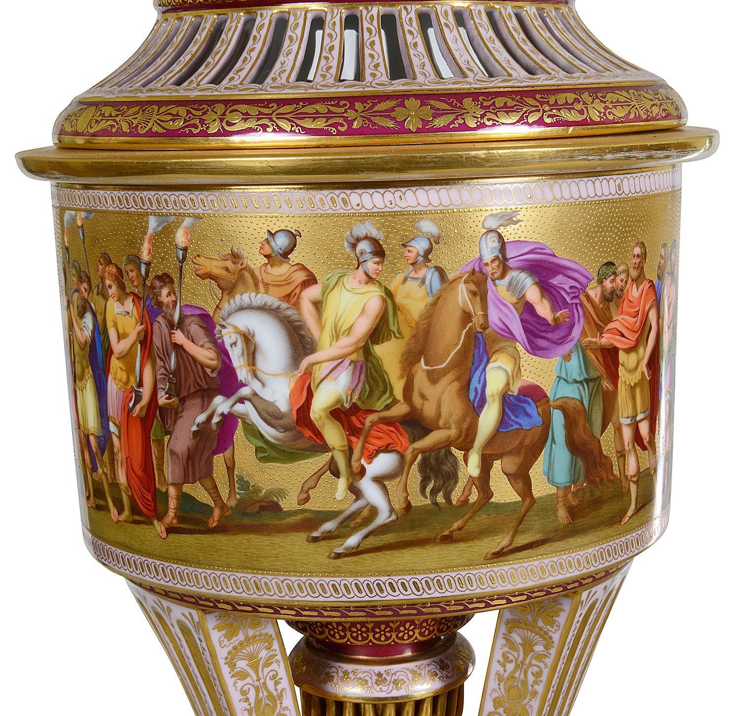 Urna Potpourri con coperchio in porcellana di Vienna, fine XIX secolo In condizioni buone in vendita a Brighton, Sussex