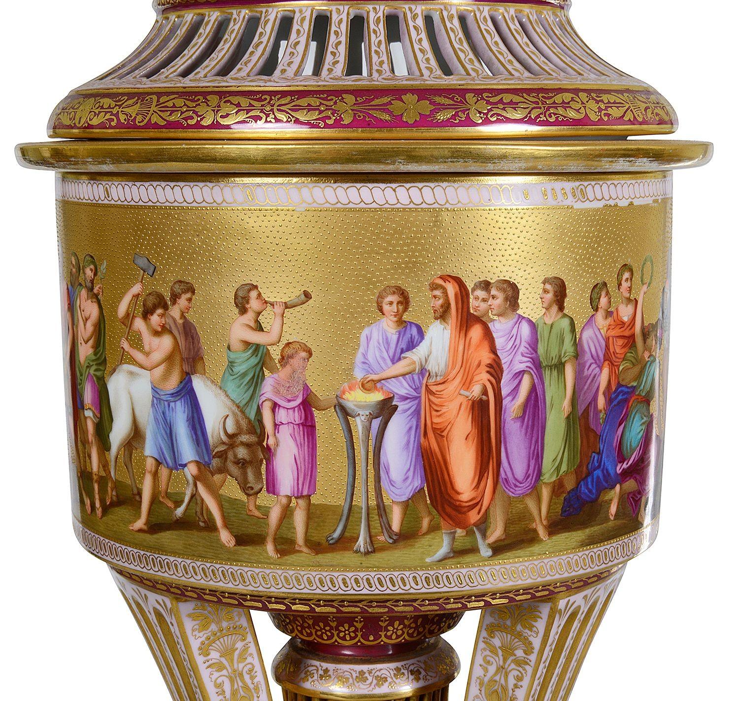 Porcellana Urna Potpourri con coperchio in porcellana di Vienna, fine XIX secolo in vendita