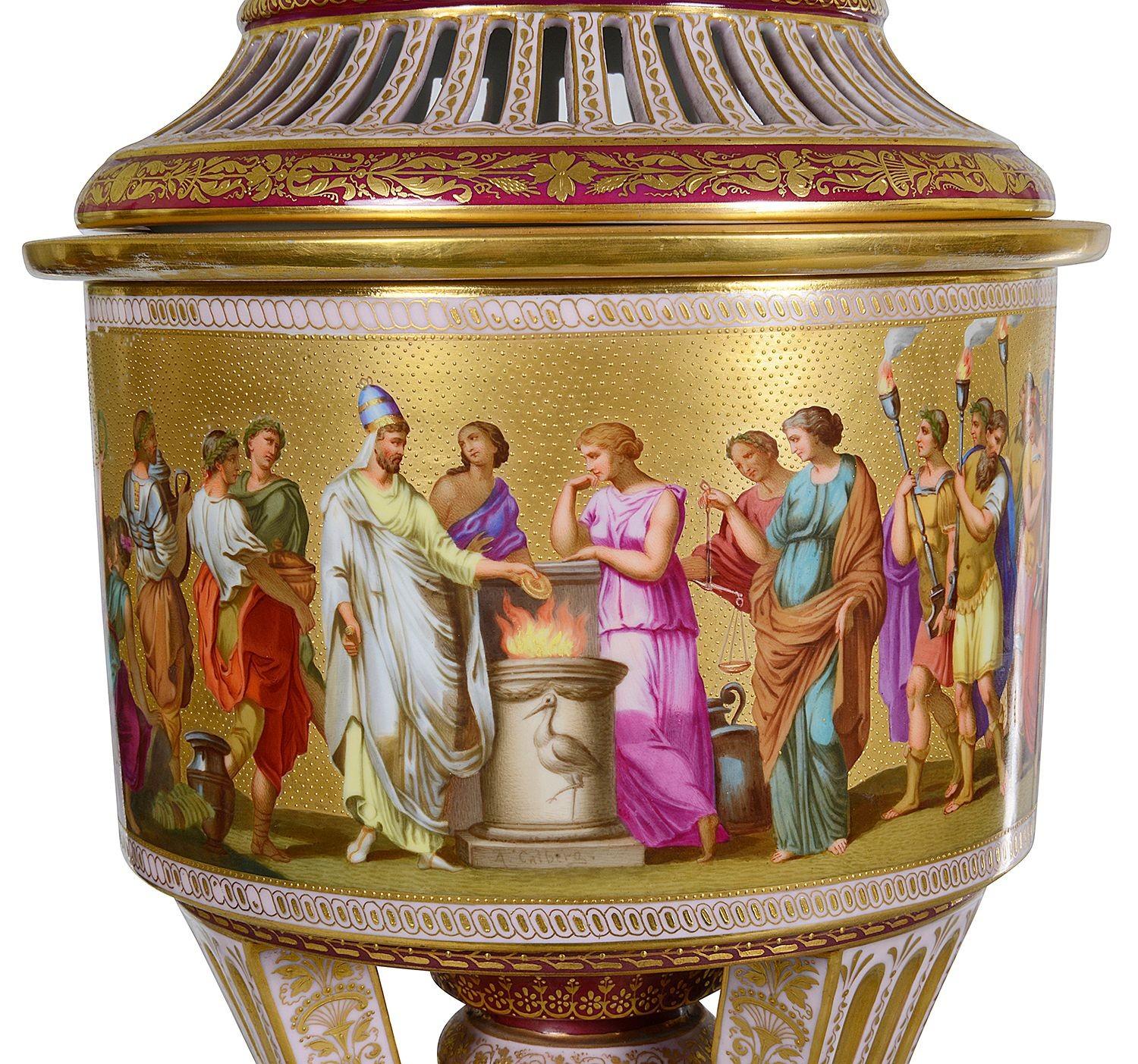 Urna Potpourri con coperchio in porcellana di Vienna, fine XIX secolo in vendita 1