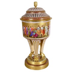 Urna Potpourri con coperchio in porcellana di Vienna, fine XIX secolo