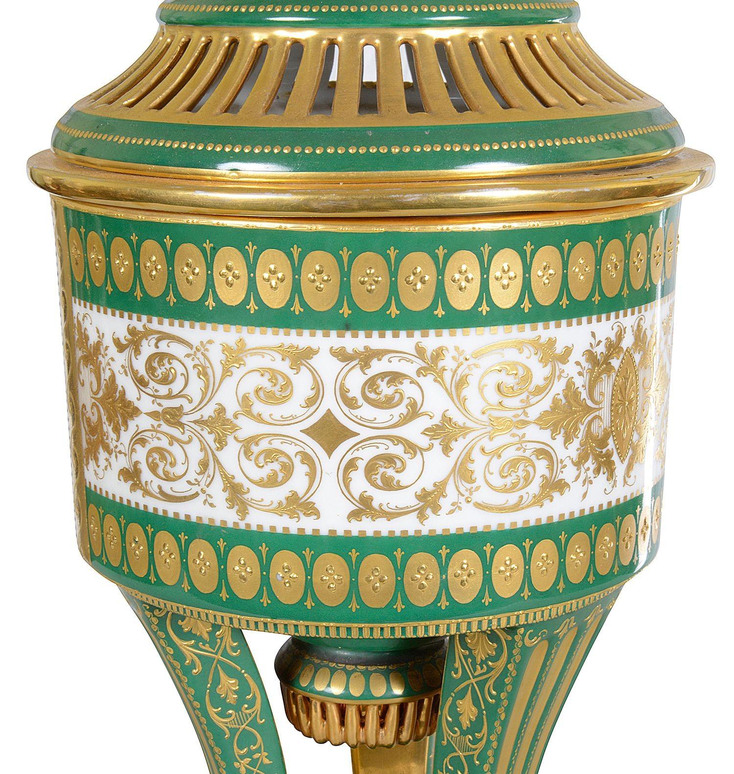 Hand-Painted Vienna porcelain lidded urn, 19th Century For Sale