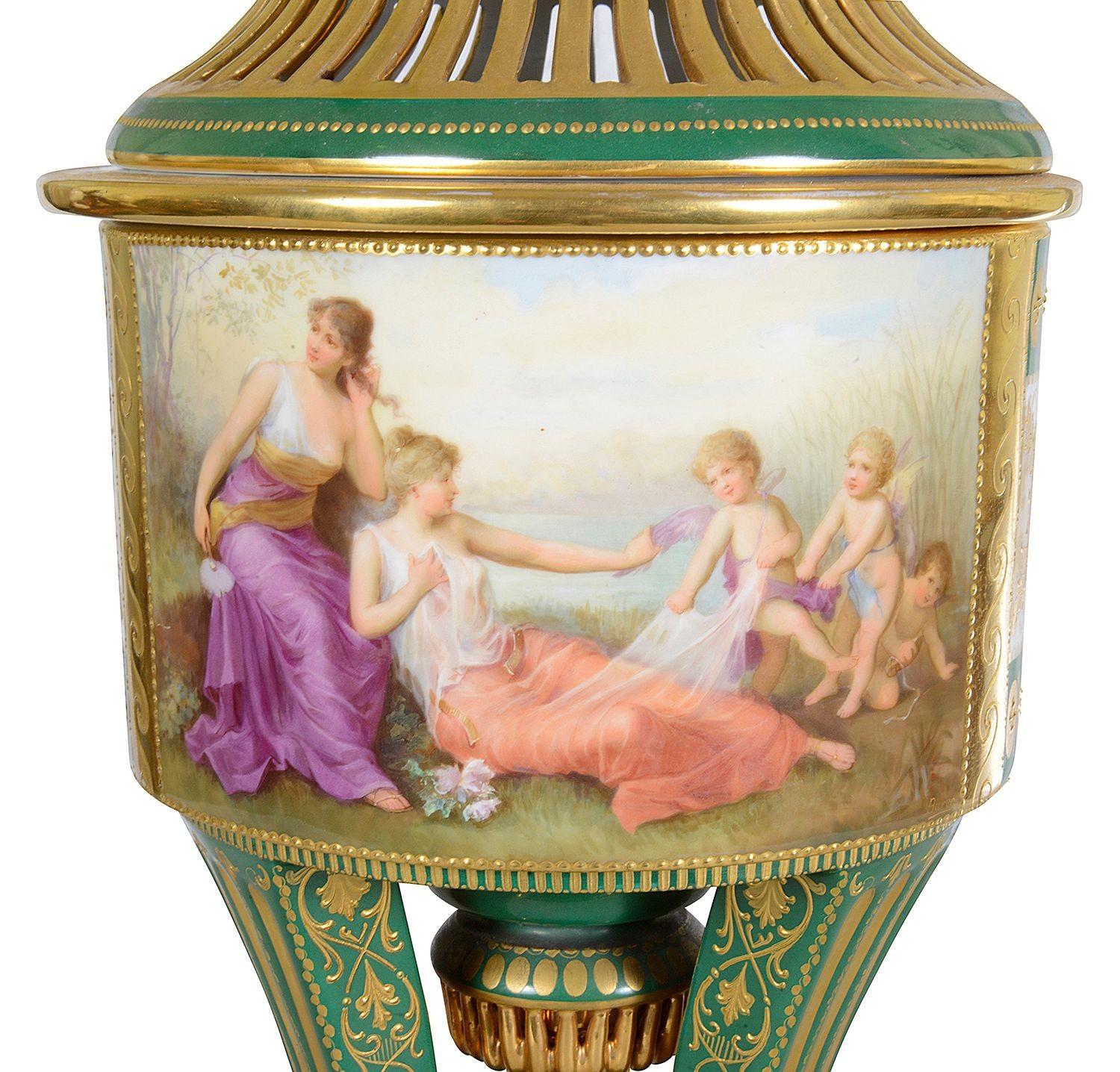 Porcelain Vienna porcelain lidded urn, 19th Century For Sale