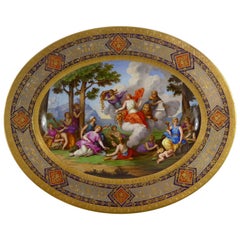 Antique Vienna Porcelain Plaque Abundianta Amongst the Arts, Dated 1822