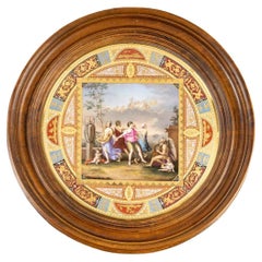 Antique Vienna Porcelain Plaque in its Walnut Frame, 19th Century.