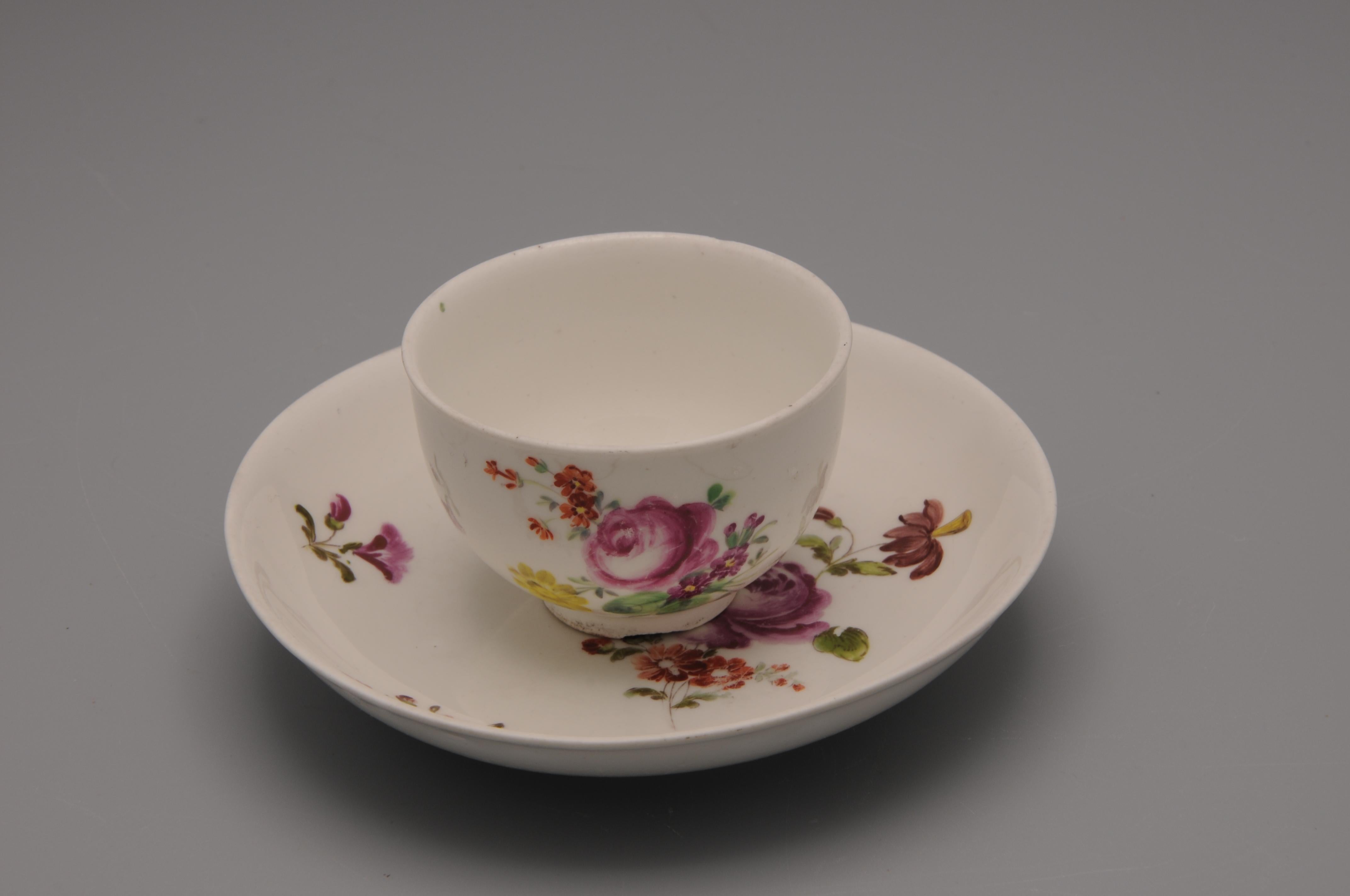 Hand-Painted Vienna Porcelain - Rococo Cup and Saucer, late 18th century For Sale
